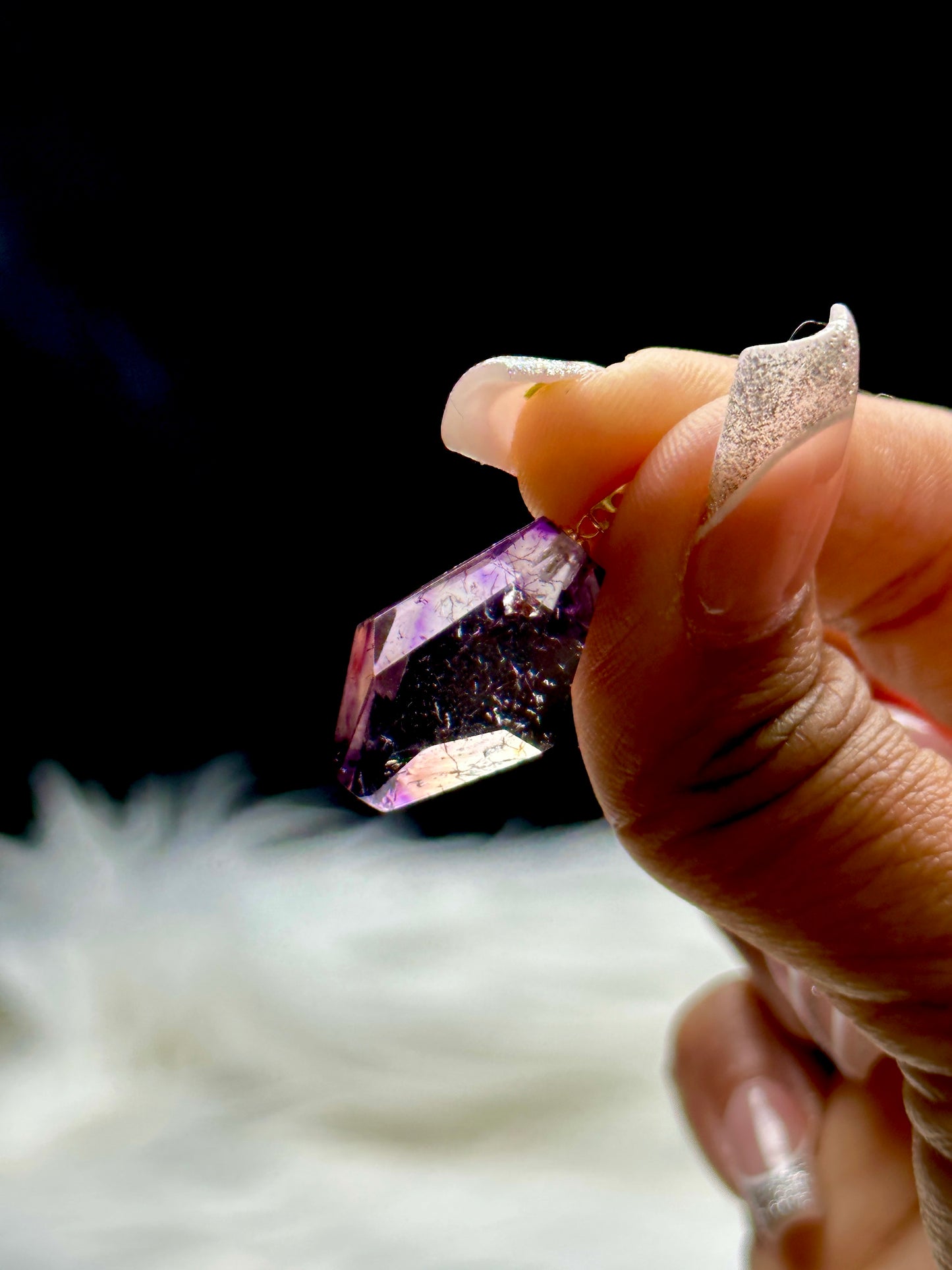 Rare Rutilated Super Seven Crystal Pendant – 18K Solid Gold Hook | High Vibration Master Healer Stone