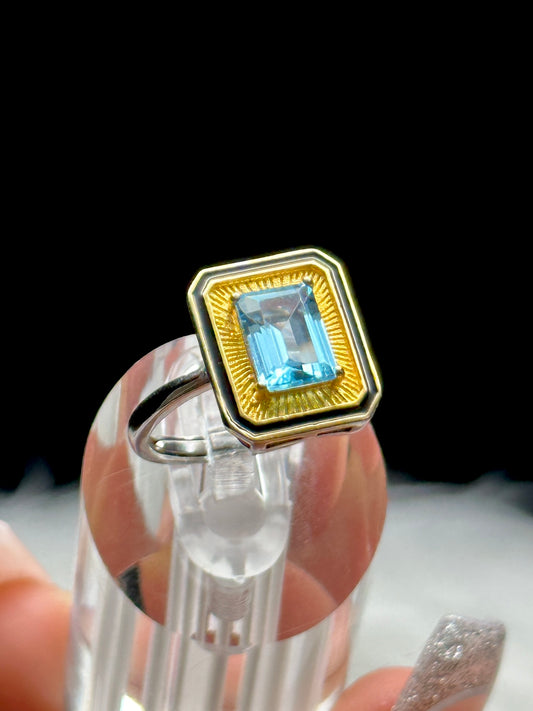 Blue London Topaz Gemstone Ring – Adjustable Sterling Silver Ring | Elegant Natural Gemstone Jewelry