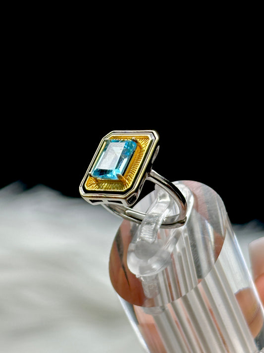 Blue London Topaz Gemstone Ring – Adjustable Sterling Silver Ring | Elegant Natural Gemstone Jewelry