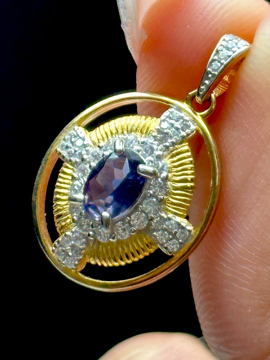 Genuine Tanzanite Crystal Pendant – Sterling Silver Gemstone Necklace for Spiritual Growth & Intuition