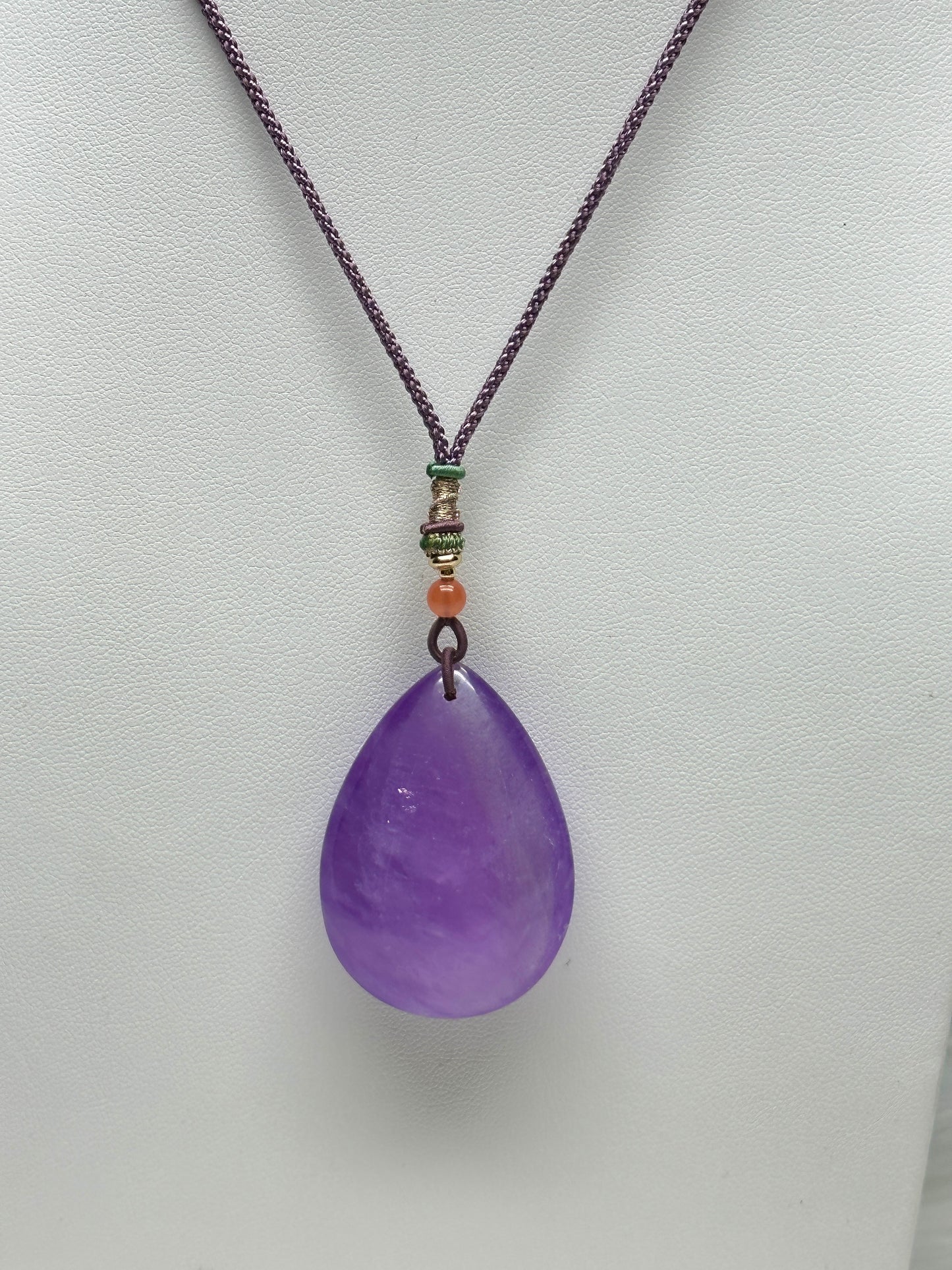 High-Quality Kunzite Crystal Drop Pendant Necklace – Natural Crystal on Thread Cord