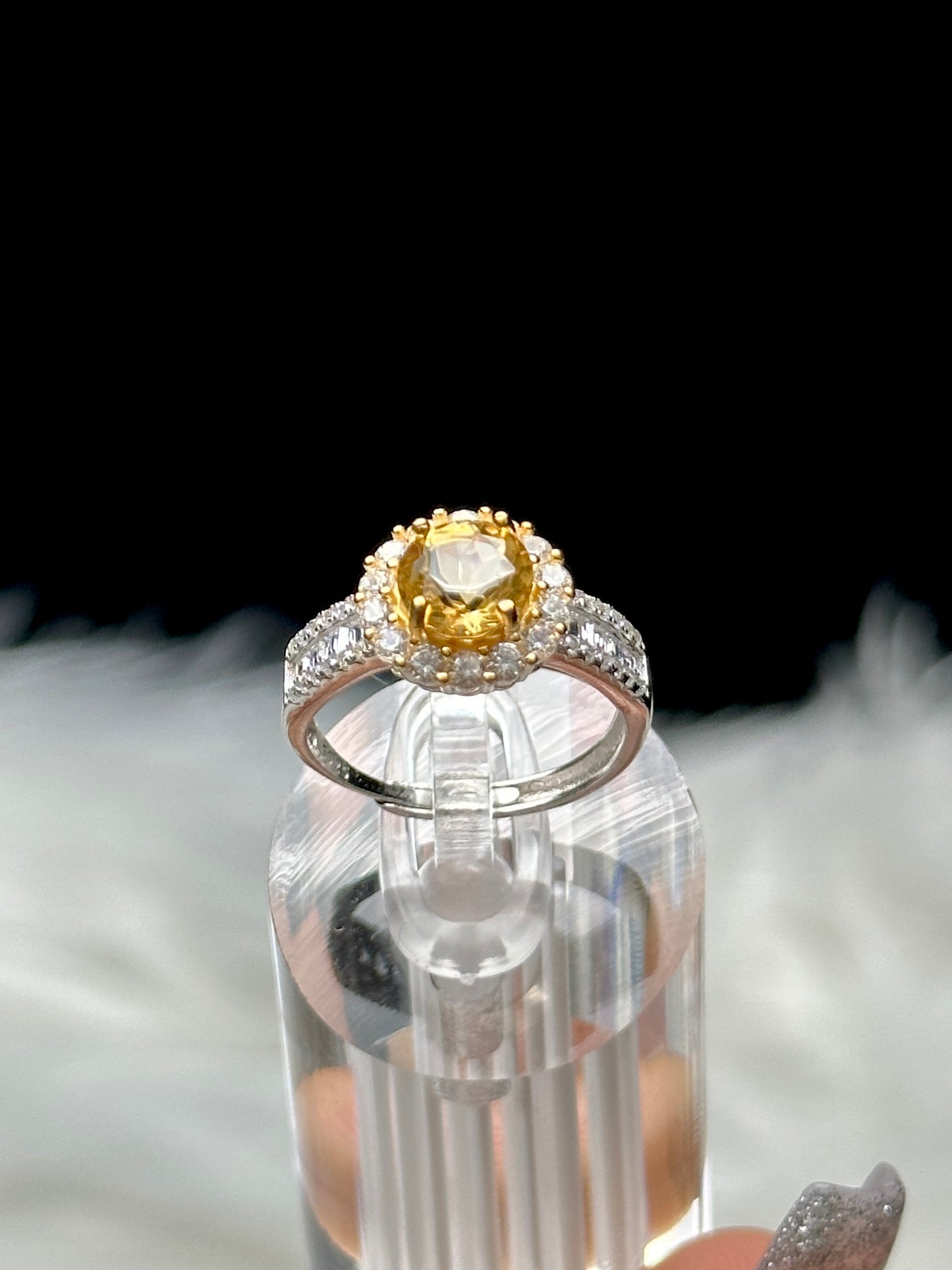 Natural Citrine Crystal Ring – Adjustable Sterling Silver Gemstone Ring