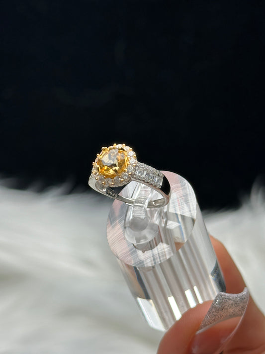 Natural Citrine Crystal Ring – Adjustable Sterling Silver Gemstone Ring