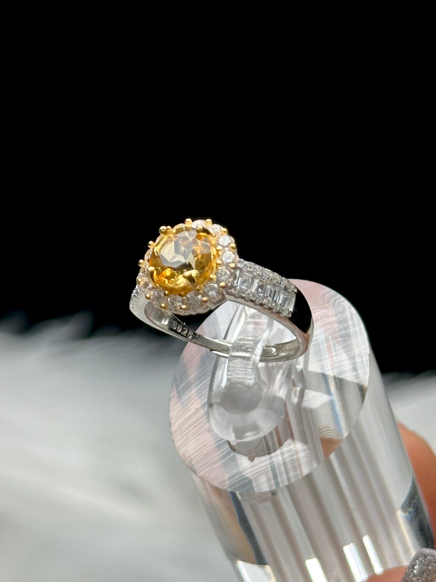 Natural Citrine Crystal Ring – Adjustable Sterling Silver Gemstone Ring