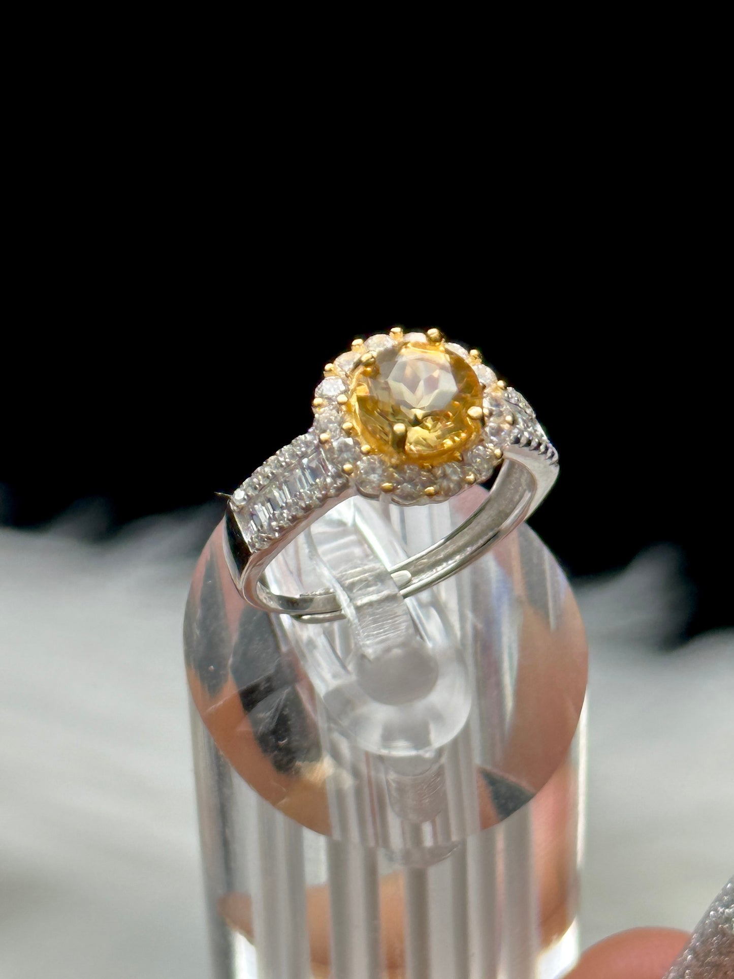 Natural Citrine Crystal Ring – Adjustable Sterling Silver Gemstone Ring