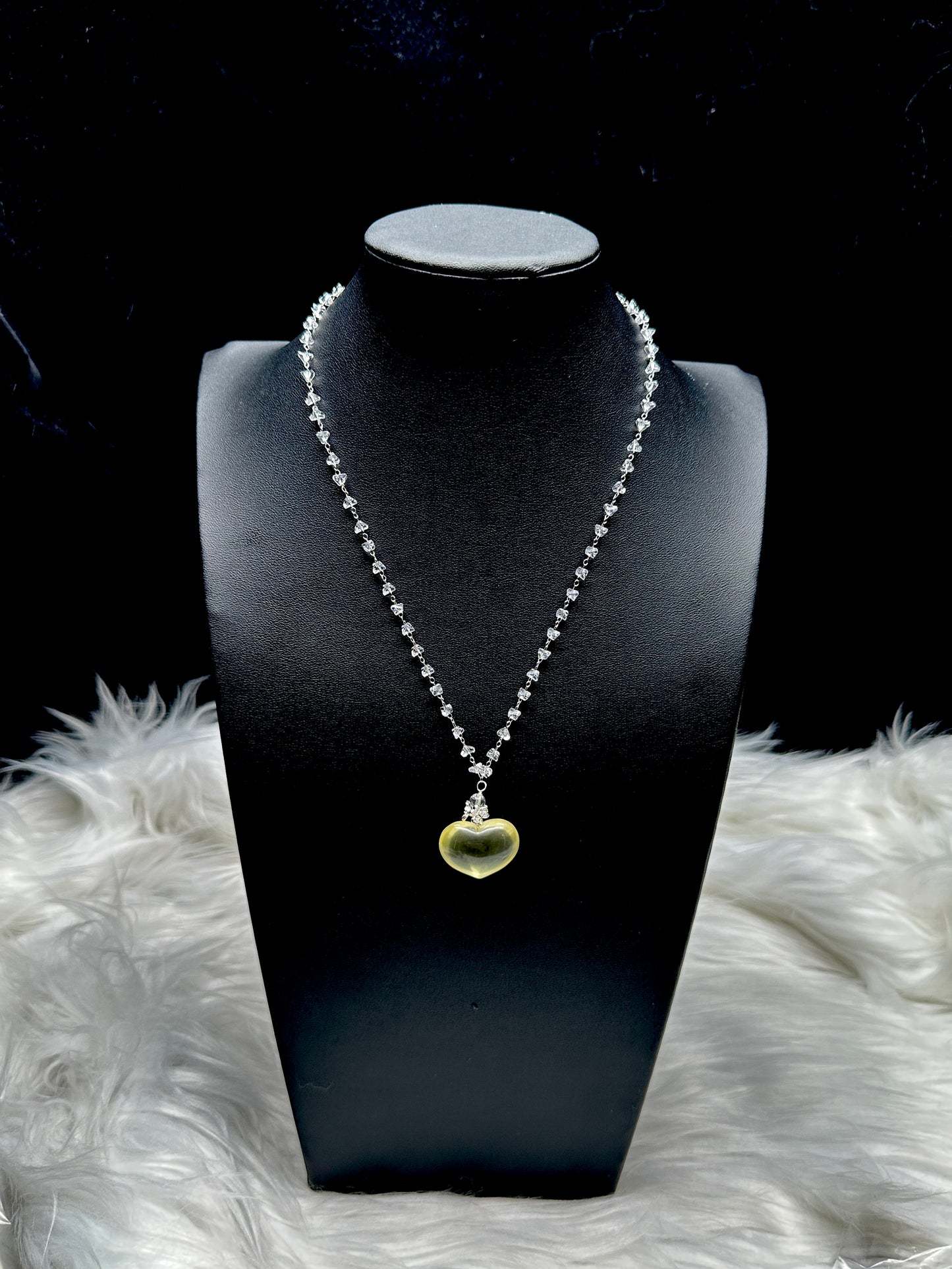 Citrine & Clear Quartz Crystal Necklace – Sterling Silver Pendant for Abundance & Clarity