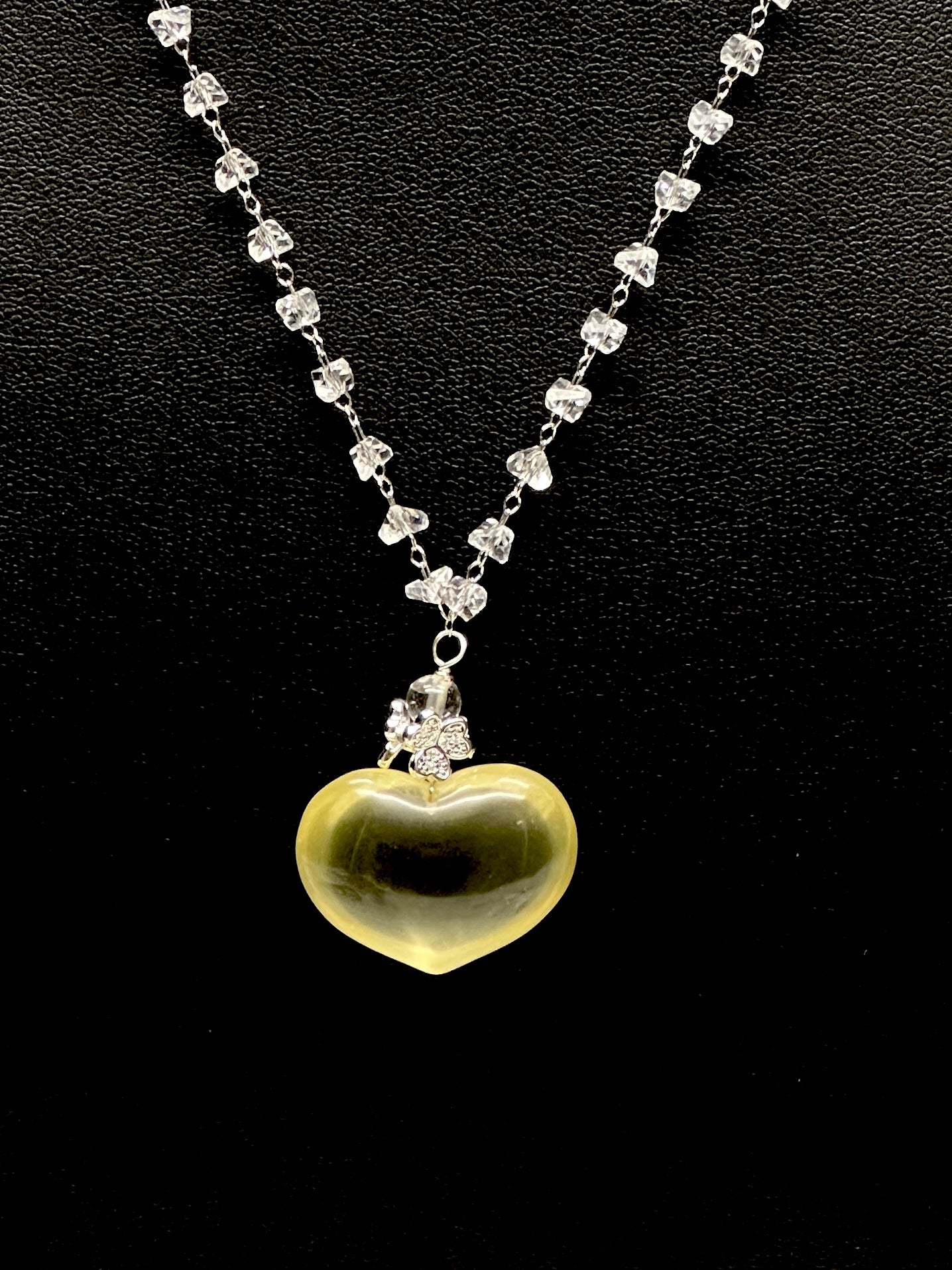 Citrine & Clear Quartz Crystal Necklace – Sterling Silver Pendant for Abundance & Clarity