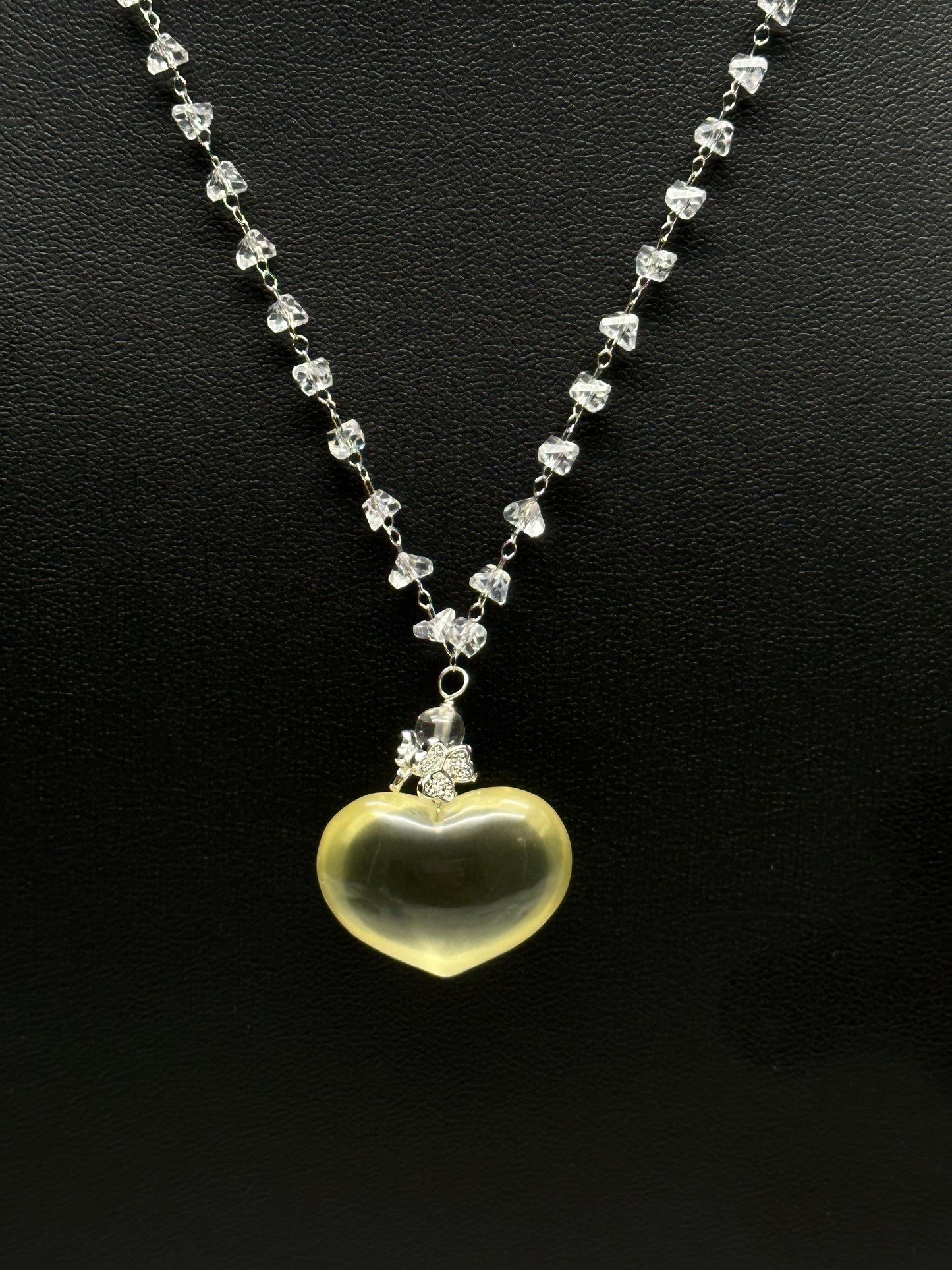 Citrine & Clear Quartz Crystal Necklace – Sterling Silver Pendant for Abundance & Clarity