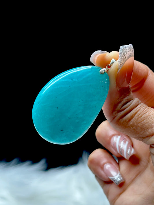 High-Quality Amazonite Crystal Pendant – Natural Polished Gemstone, Approx. 1.2 Inches