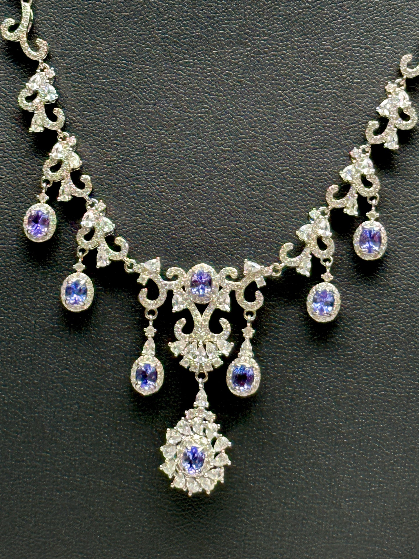 Tanzanite & Moissanite Diamond Necklace – Sterling Silver Pendant, Gemstone Fine Jewelry