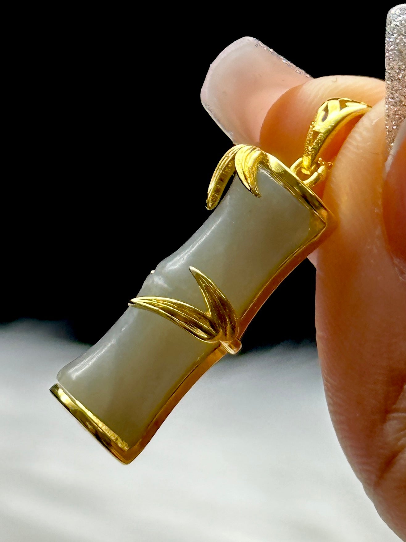 Natural Jade Pendant – Sterling Silver with 18K Gold Plating | Elegant Healing Crystal Necklace