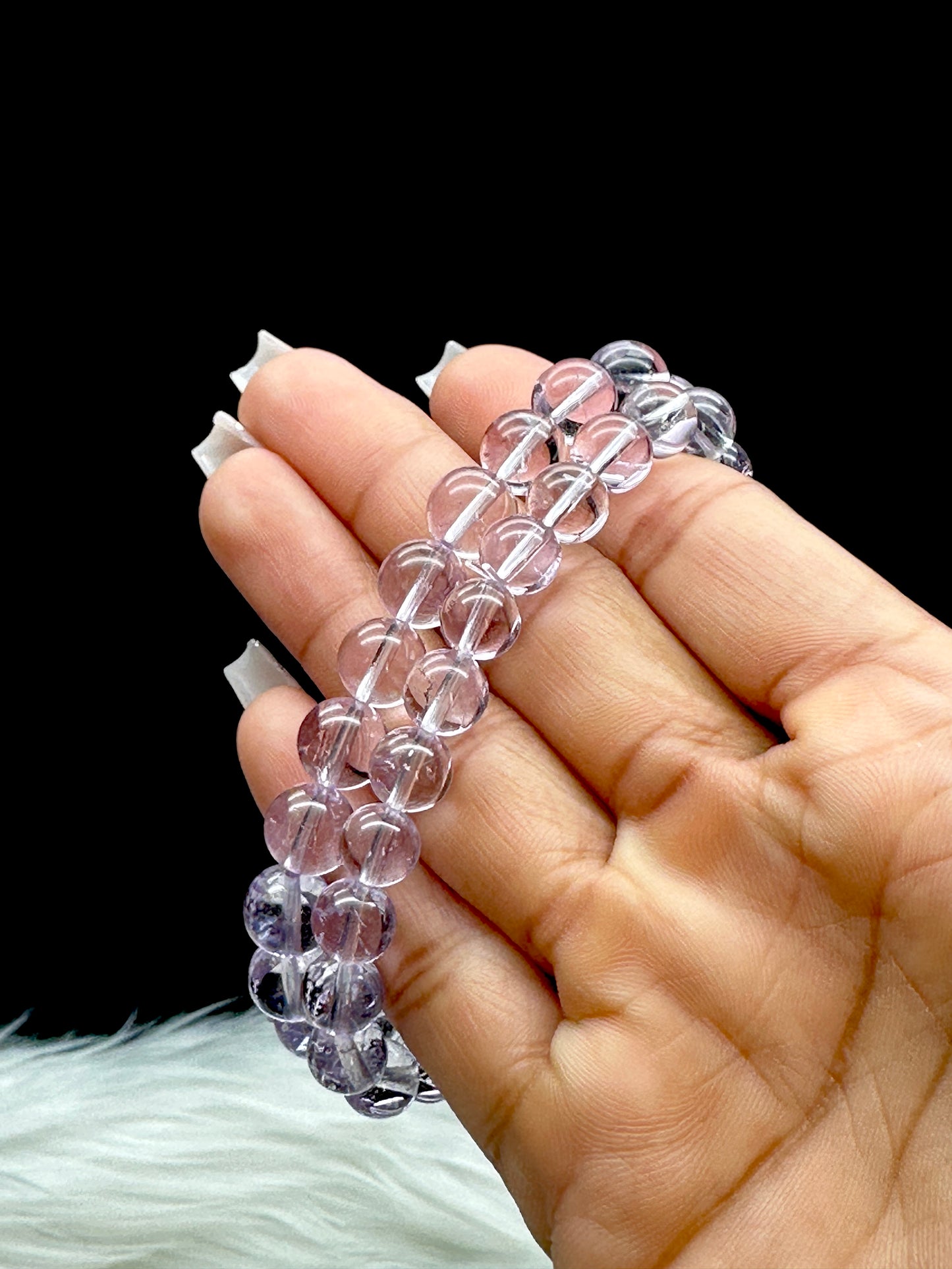 Rare Imperial Purple Topaz Crystal Bracelet – 8mm High-Quality Gemstone Beads, Stretchable Cord