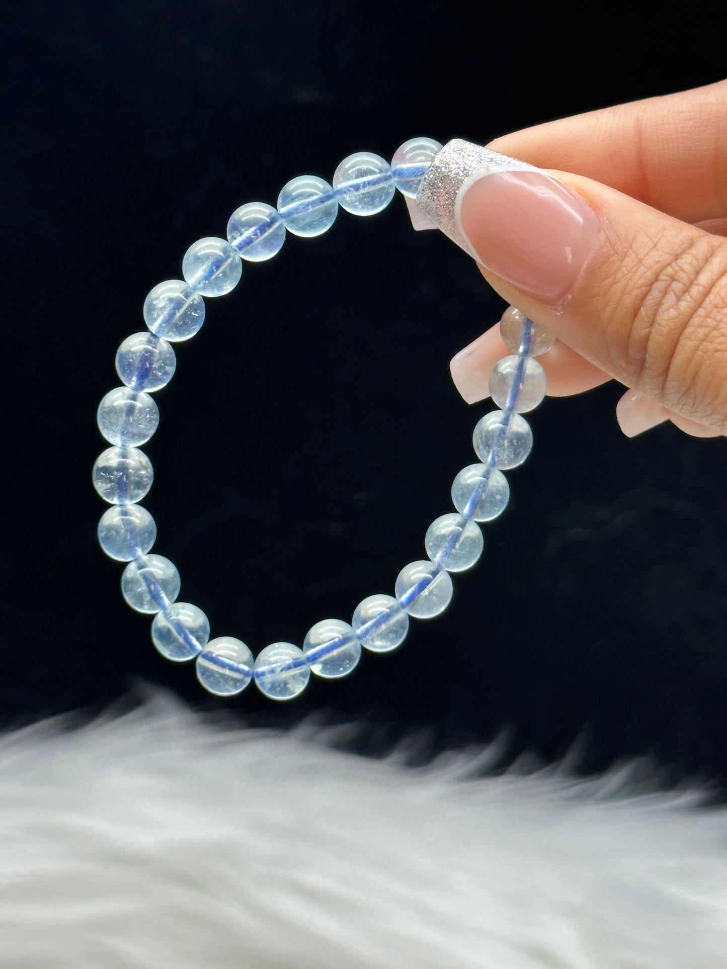 High-Quality Aquamarine Crystal Bracelet – 8mm Natural Gemstone Beads, Calming Energy Jewelry