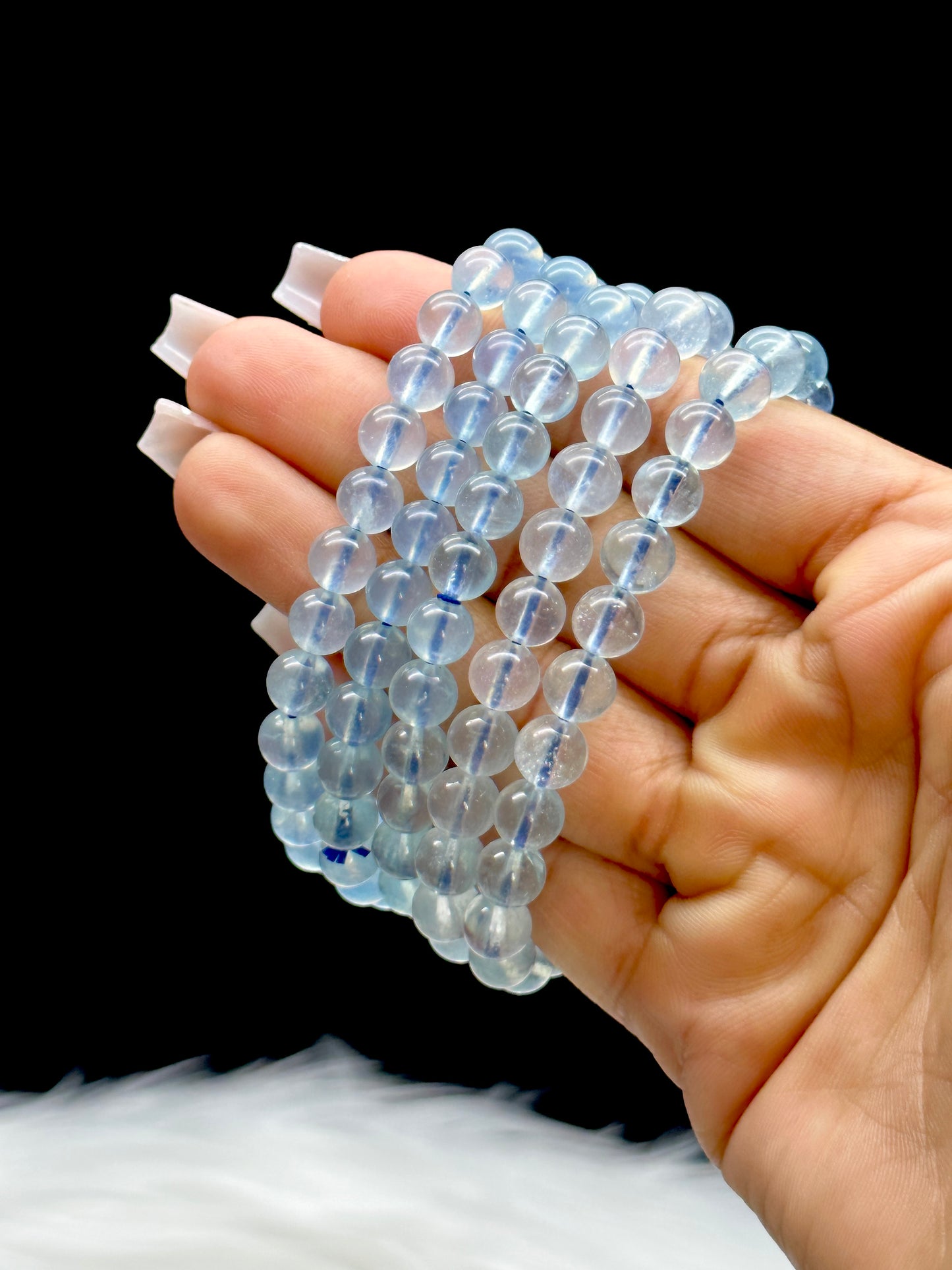 High-Quality Aquamarine Crystal Bracelet – 8mm Natural Gemstone Beads, Calming Energy Jewelry