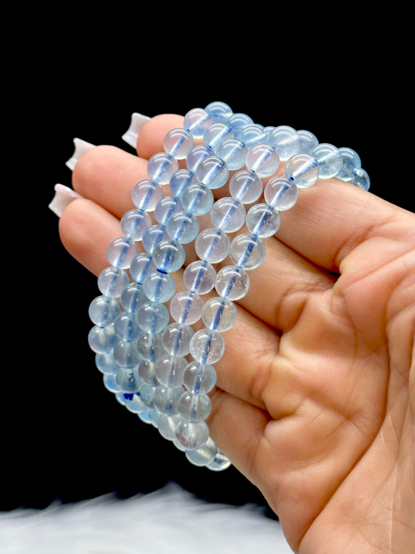 High-Quality Aquamarine Crystal Bracelet – 8mm Natural Gemstone Beads, Calming Energy Jewelry