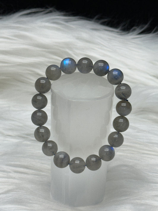 High-Quality Blue Flash Labradorite Crystal Bracelet – 11mm Natural Gemstone Beads