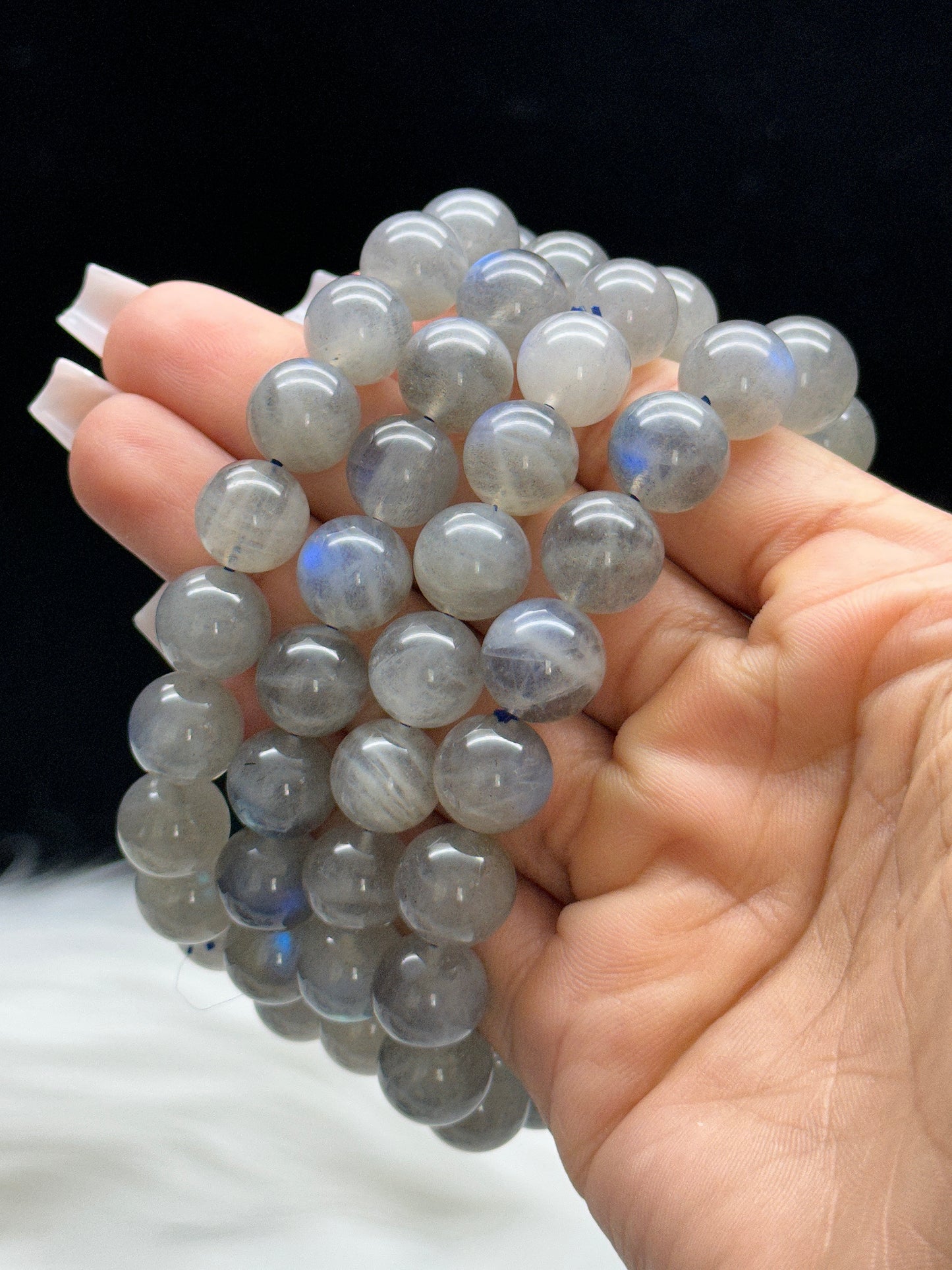 High-Quality Blue Flash Labradorite Crystal Bracelet – 11mm Natural Gemstone Beads