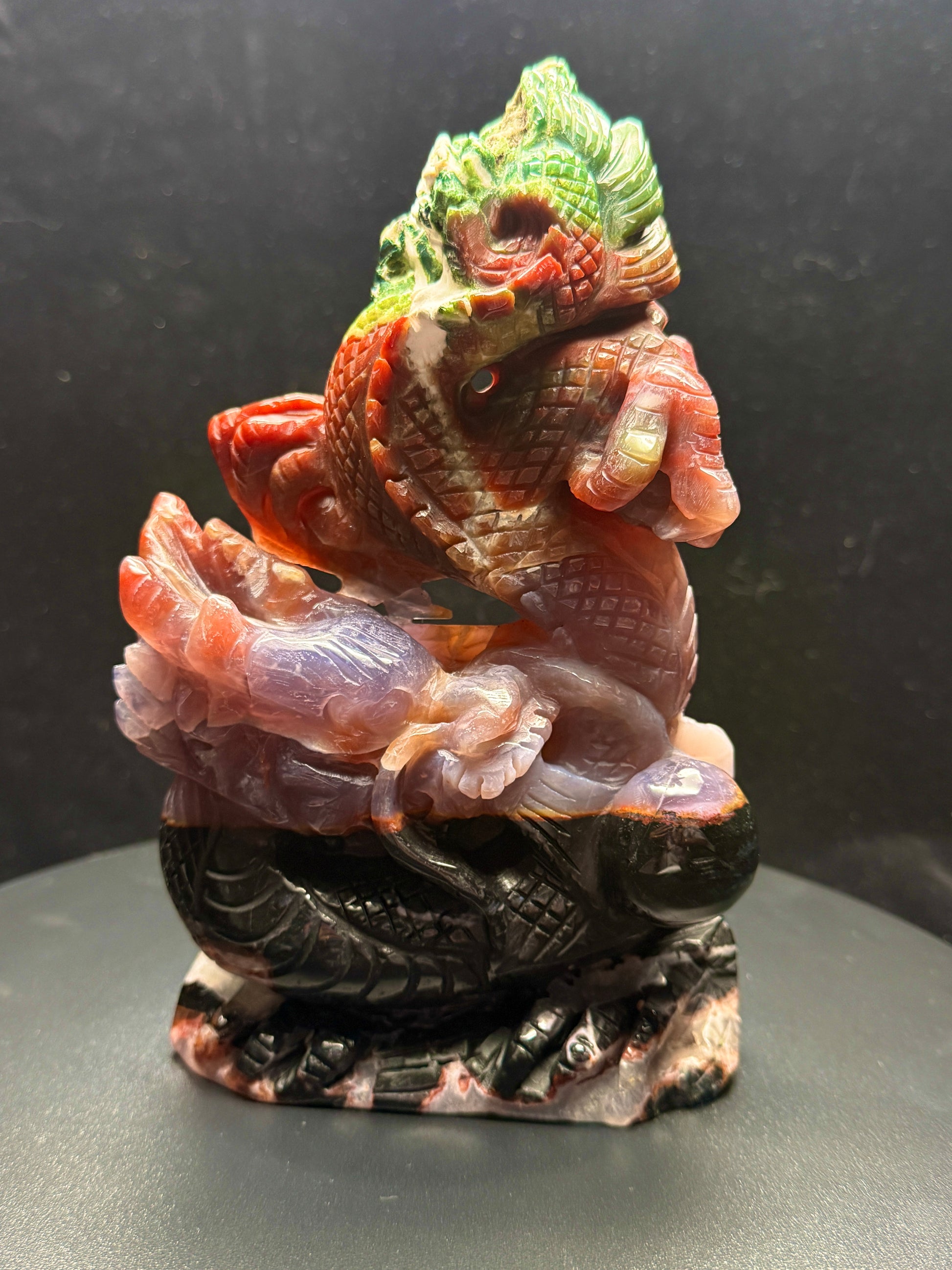 Ocean Jasper Dragon Carving - side view