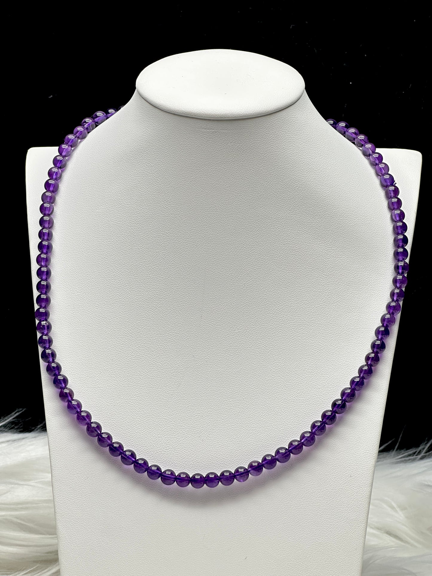 High-Quality Amethyst Round Bead Necklace / 3-Layer Bracelet – Stretchable, Versatile Crystal Jewelry