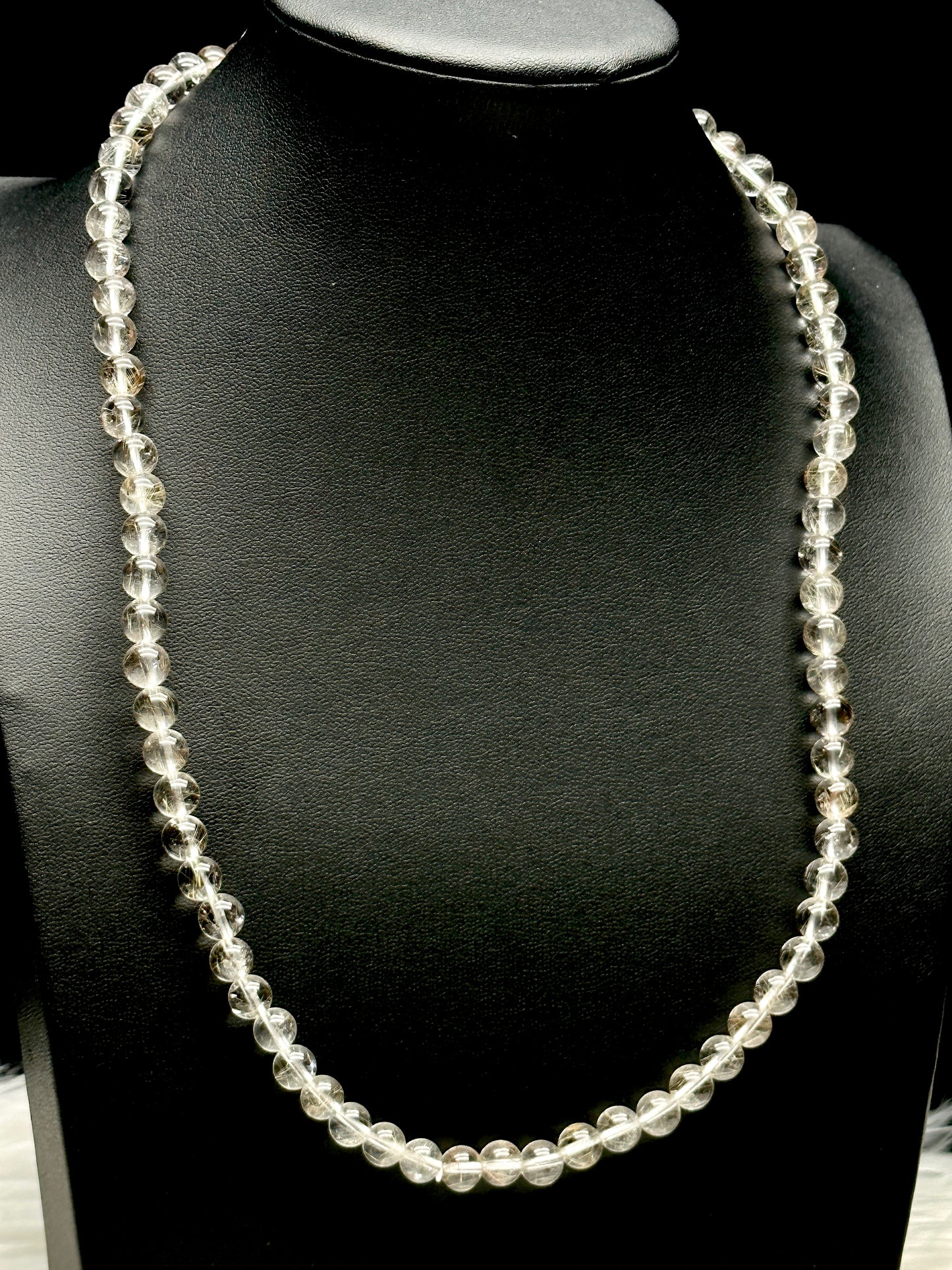 Rutilated Quartz Crystal Bead Bracelet – 3-Layer Wrap or Necklace, 7mm Natural Gemstones