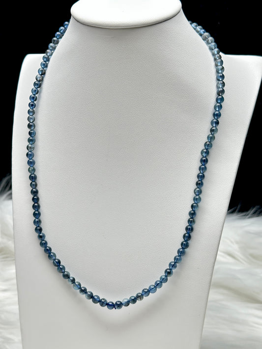 Rare Blue Fluorite Crystal Bracelet/Necklace – 3-Layer Wrap Style, 5mm Natural Gemstone Beads