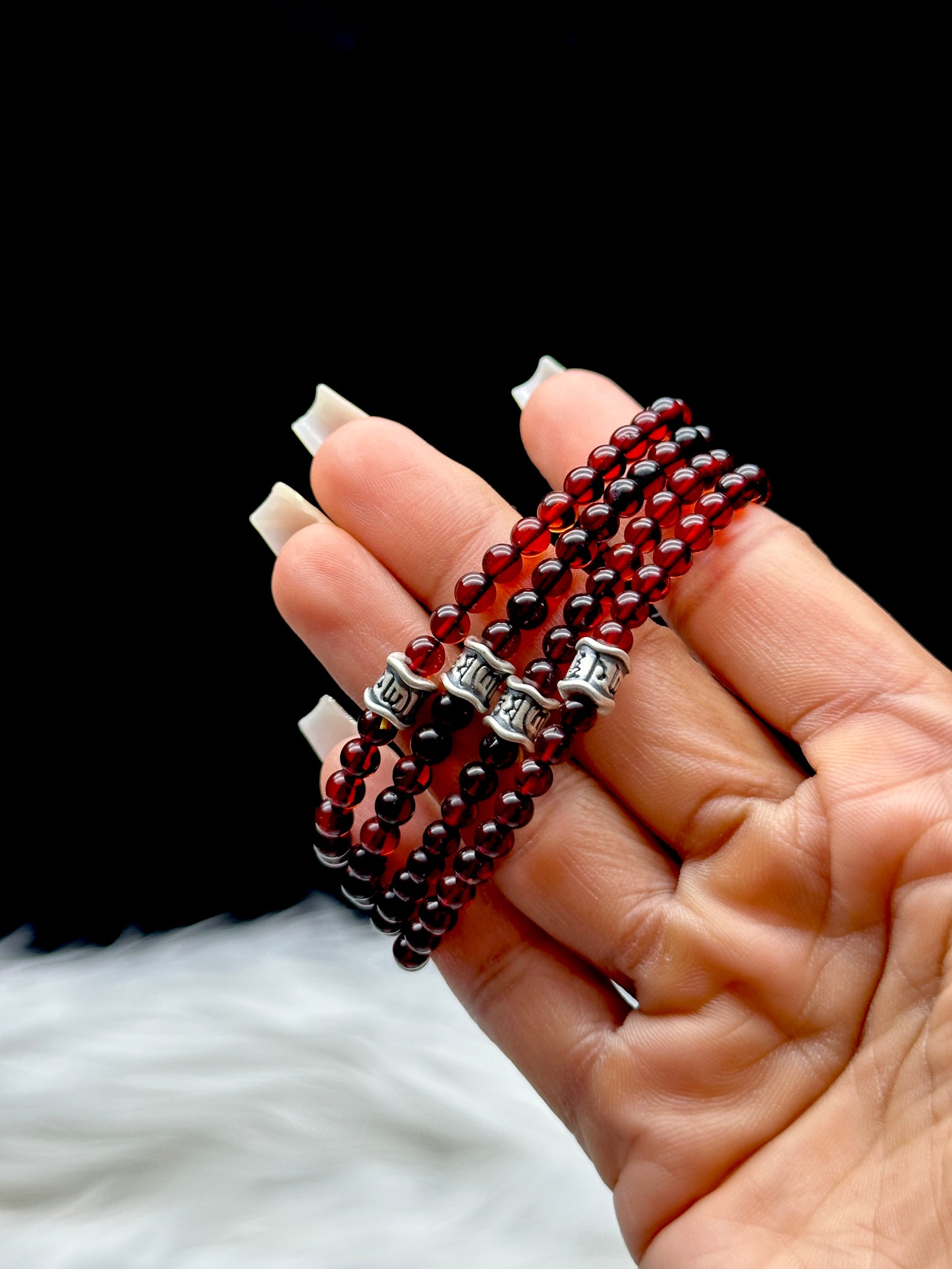 Top Quality Garnet Crystal Bracelet – Sterling Silver Lucky Charm Centerpiece, Handmade Energy Bracelet