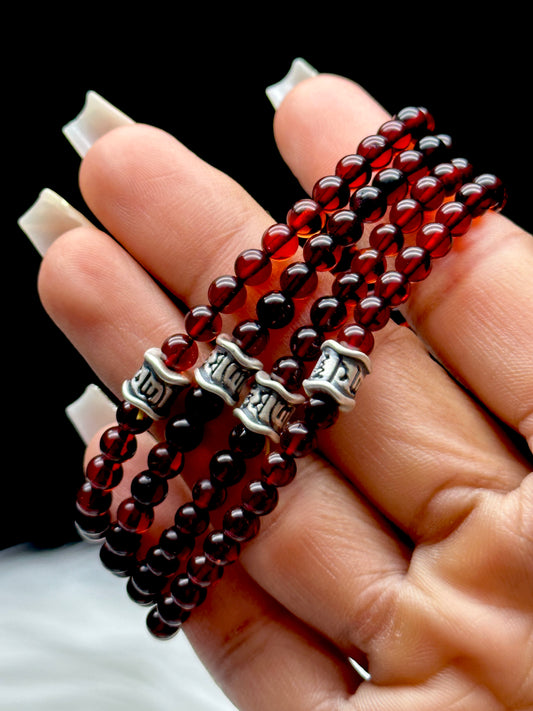 Top Quality Garnet Crystal Bracelet – Sterling Silver Lucky Charm Centerpiece, Handmade Energy Bracelet