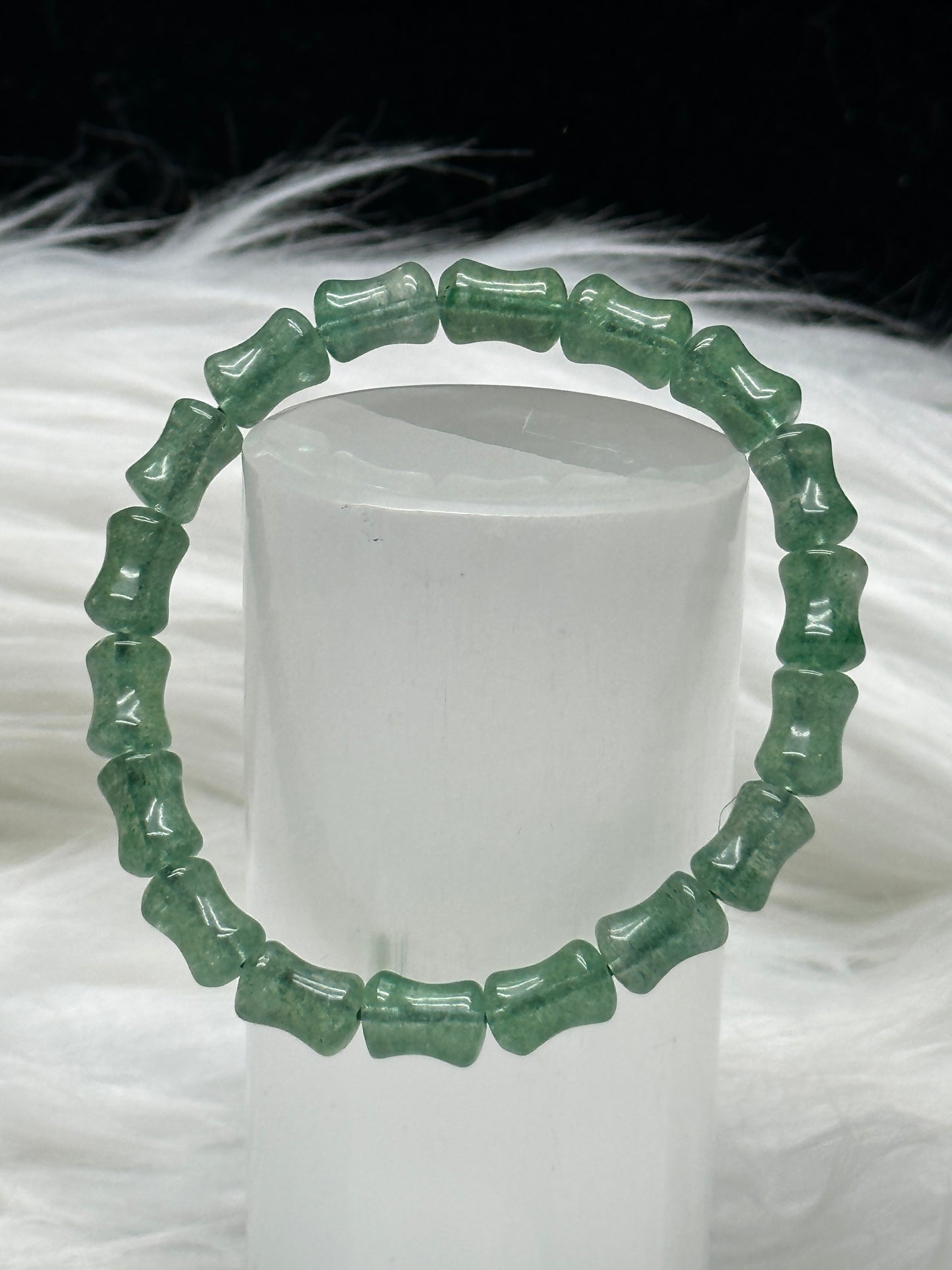 Green Strawberry Quartz Bracelet – Natural Drum Style Beads, Heart-Healing Crystal Jewelry
