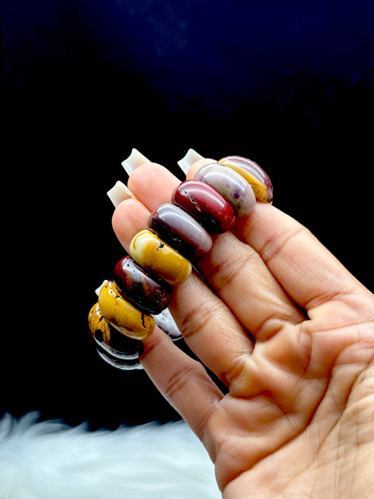Mookaite Crystal Bangle Bracelet – Natural Gemstone, Stretchable Cord, Handmade Healing Jewelry
