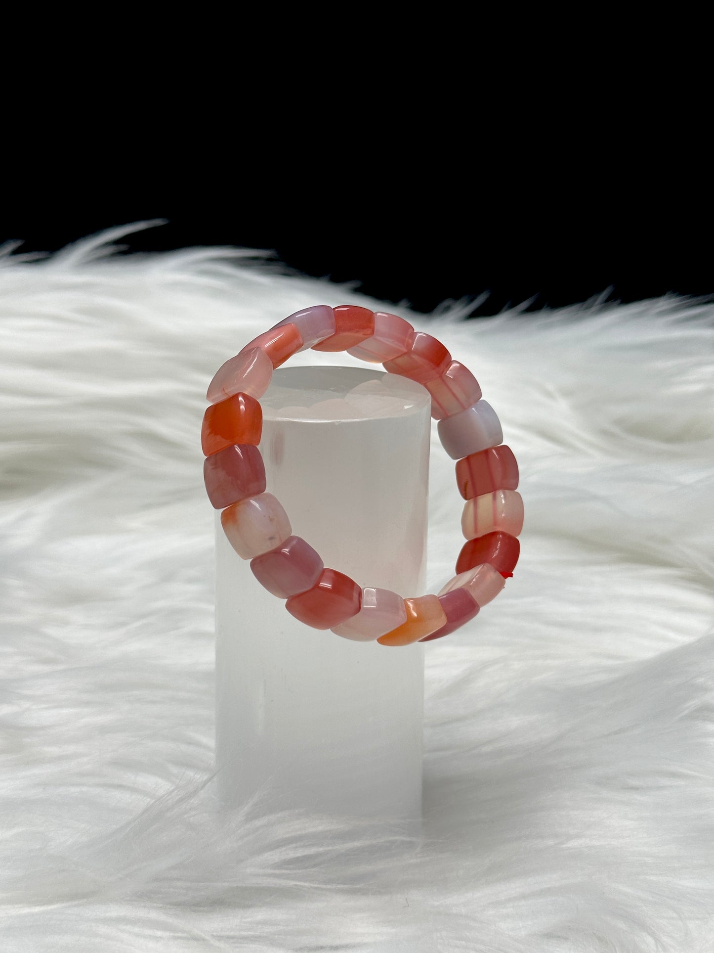 Agate Crystal Rectangle Soft Bangle Bracelet – Natural Polished Gemstone