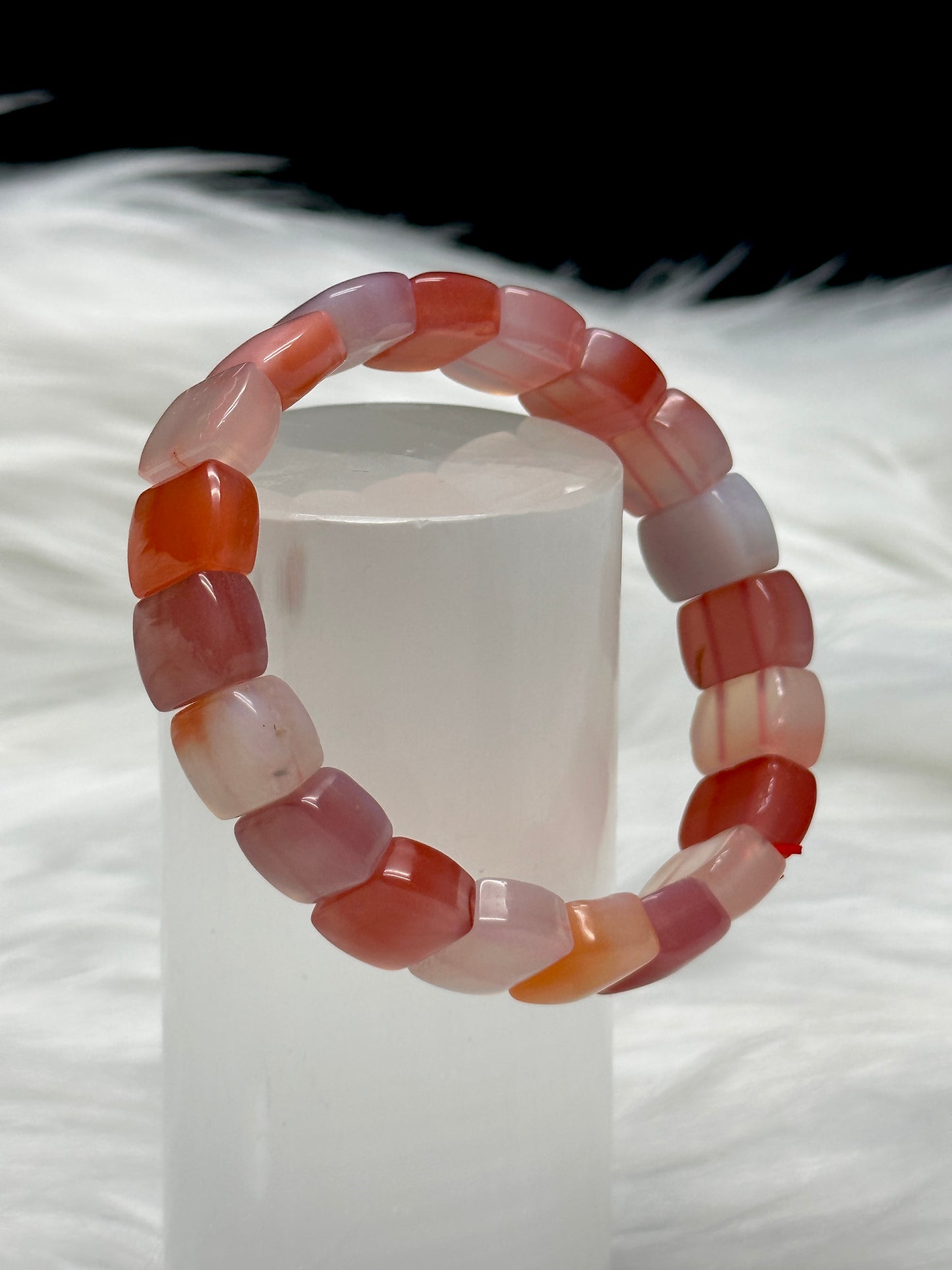 Agate Crystal Rectangle Soft Bangle Bracelet – Natural Polished Gemstone