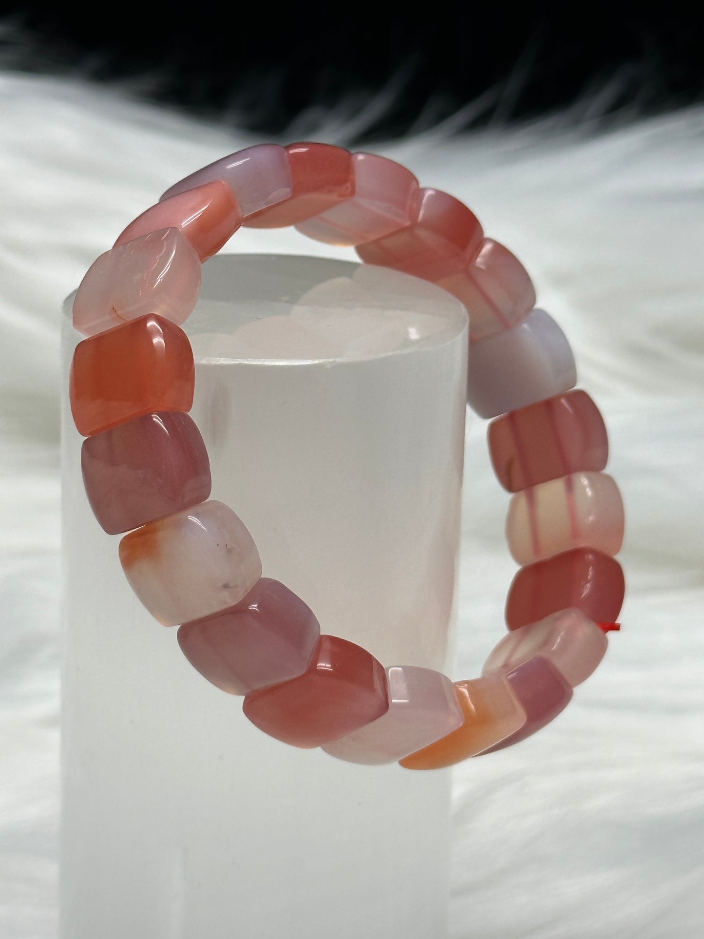 Agate Crystal Rectangle Soft Bangle Bracelet – Natural Polished Gemstone