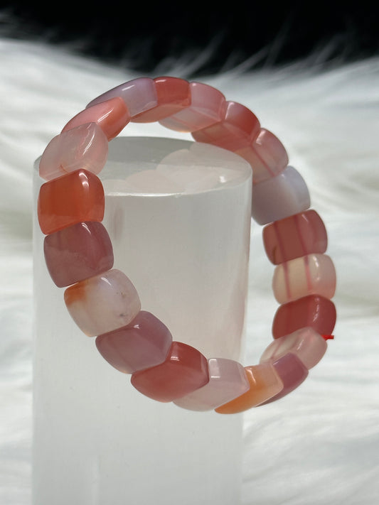 Agate Crystal Rectangle Soft Bangle Bracelet – Natural Polished Gemstone