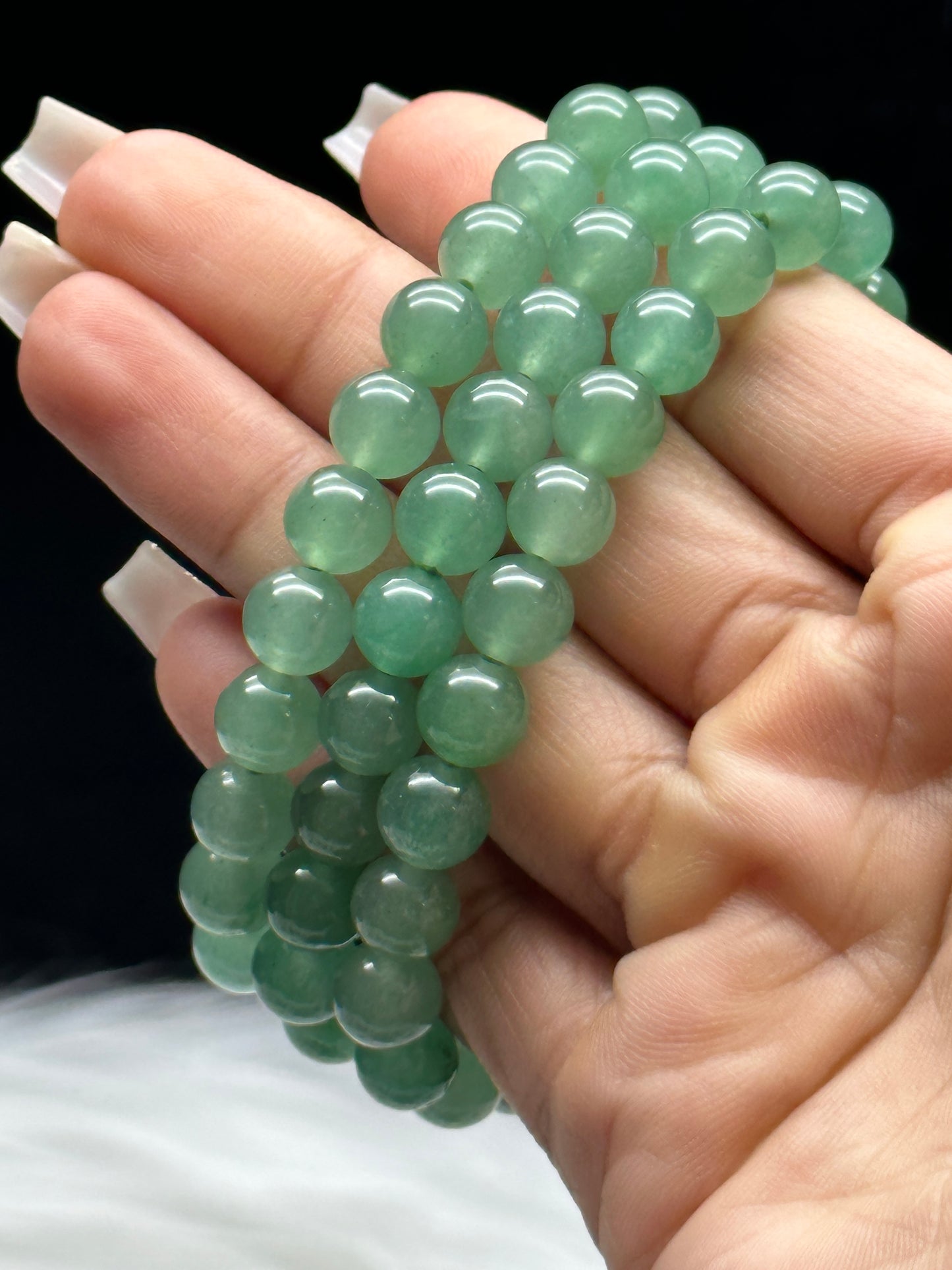 Green Aventurine Crystal Bracelet – 8mm beads,Genuine Gemstones, Adjustable & Handmade
