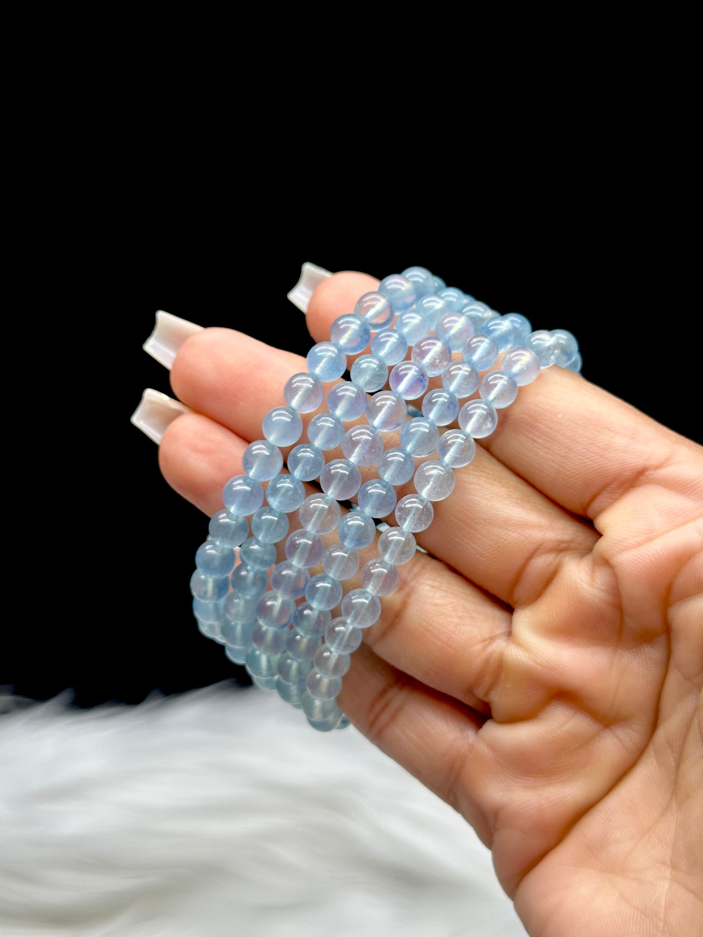 High-Quality Aquamarine Crystal Bracelet – 5mm Natural Beads, Calming Energy Jewelry