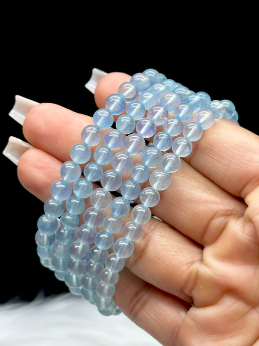 High-Quality Aquamarine Crystal Bracelet – 5mm Natural Beads, Calming Energy Jewelry