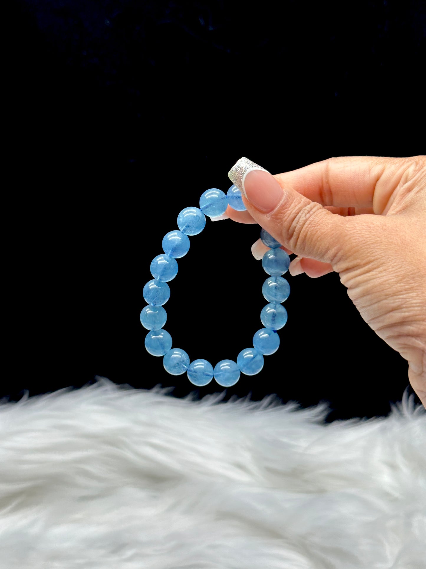 Gem Grade Aquamarine Crystal Bracelet – 12mm Beads, Premium Quality Healing Stone