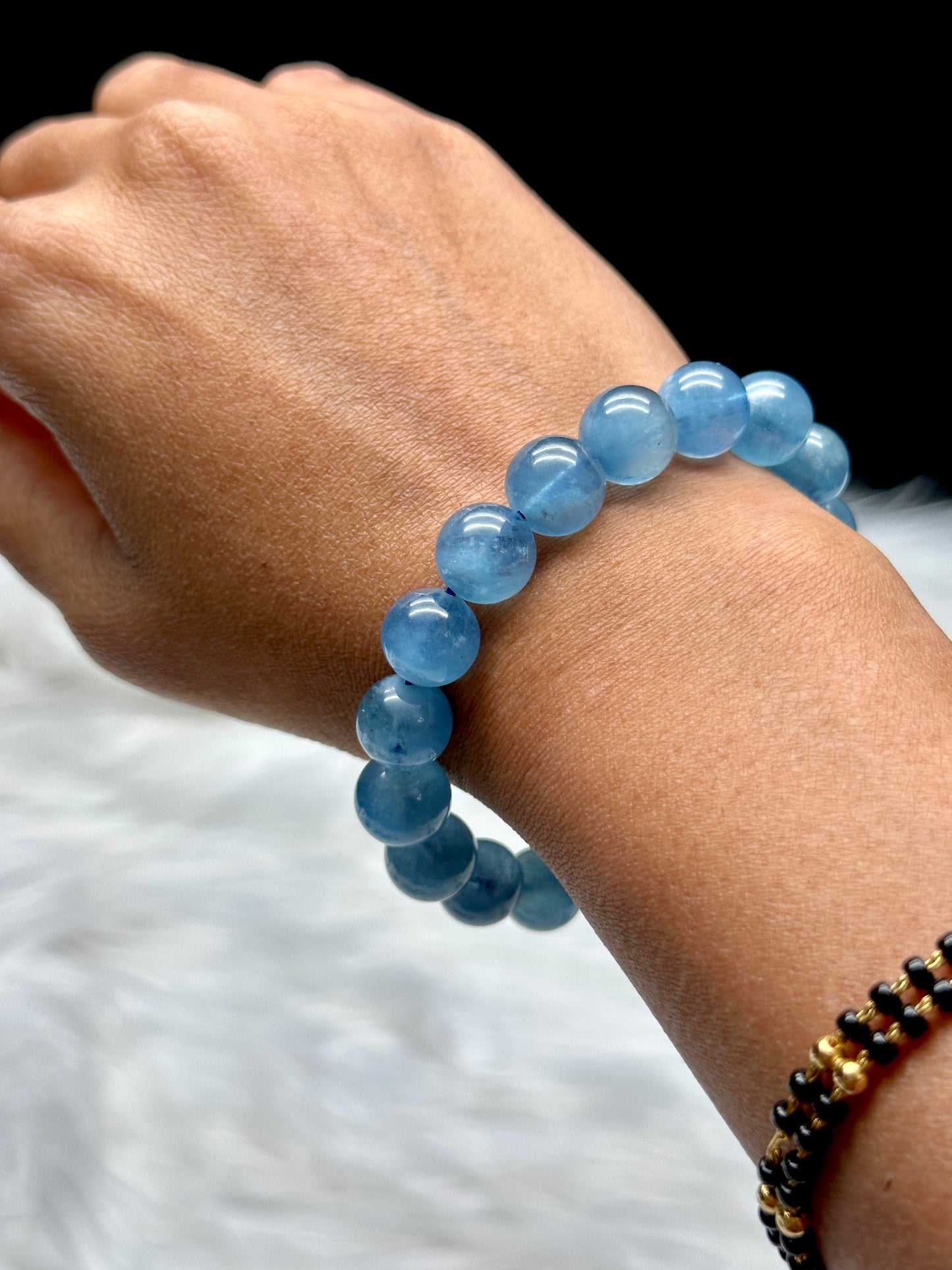 Gem Grade Aquamarine Crystal Bracelet – 12mm Beads, Premium Quality Healing Stone