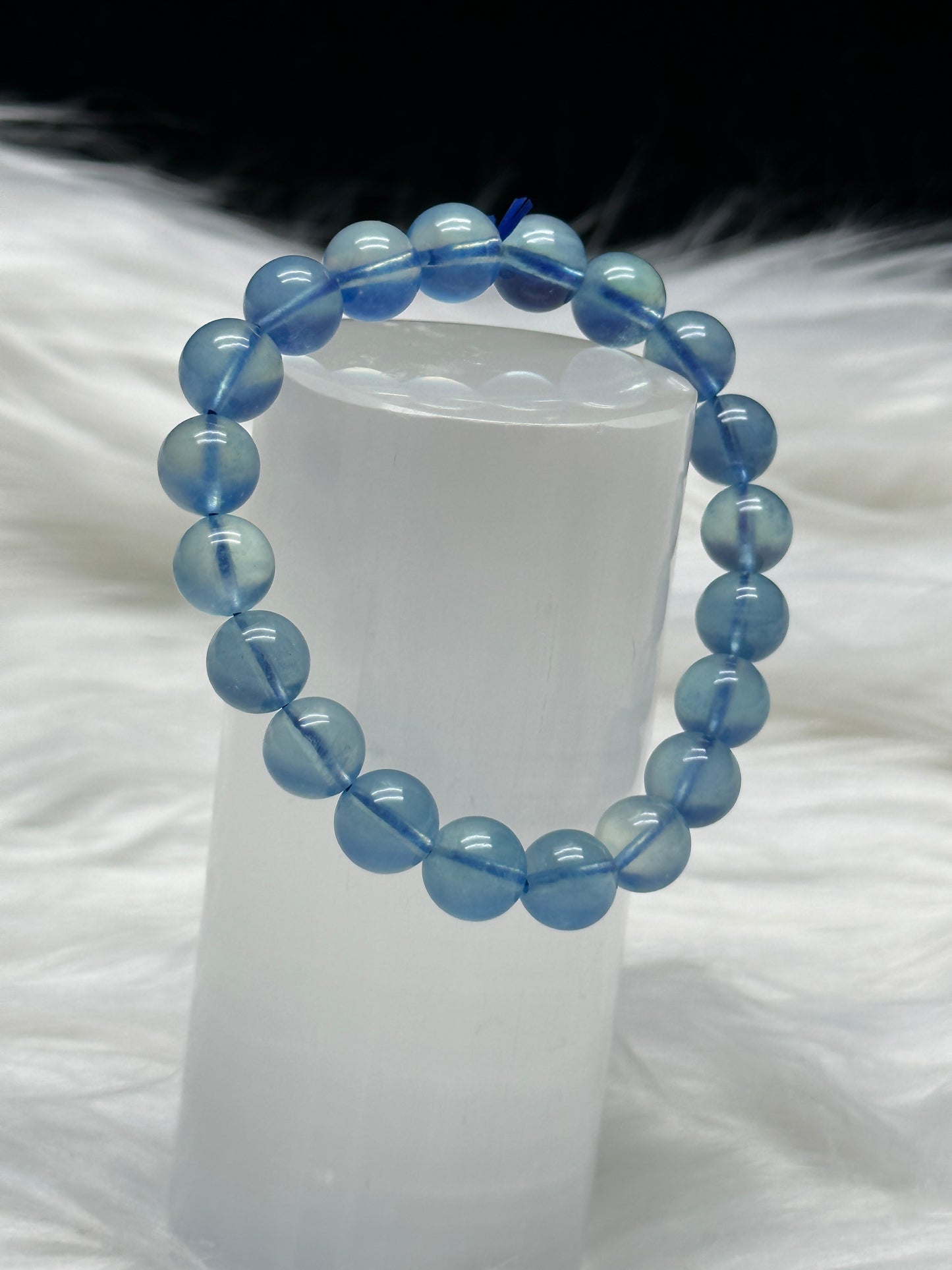 Gemmy Aquamarine Crystal Bracelet – 10mm Natural Beads, Calming Energy Jewelry