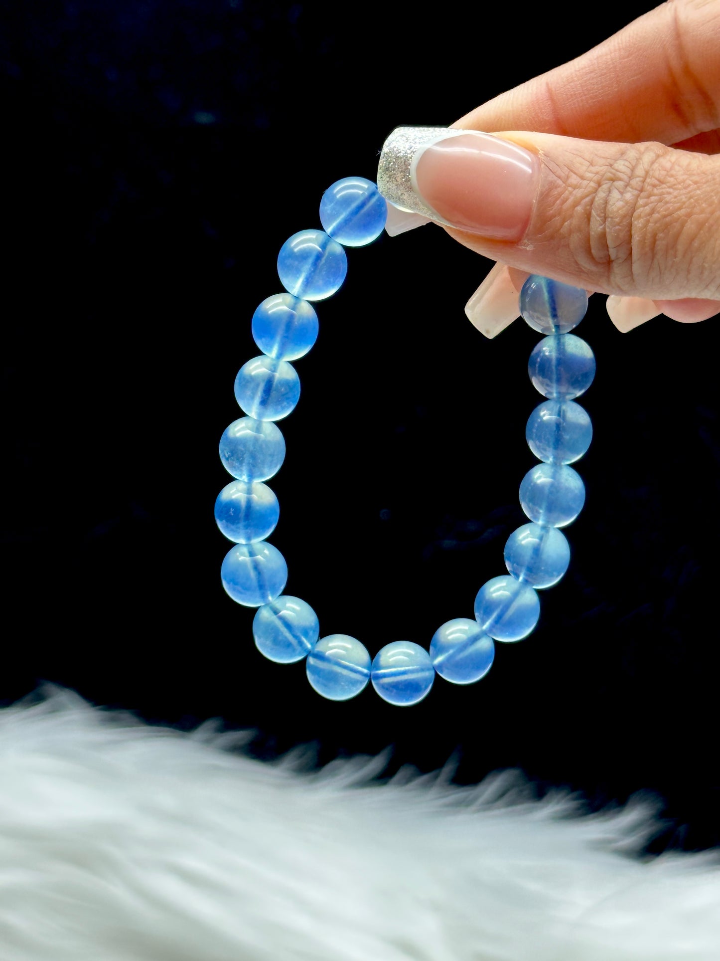 Gemmy Aquamarine Crystal Bracelet – 10mm Natural Beads, Calming Energy Jewelry