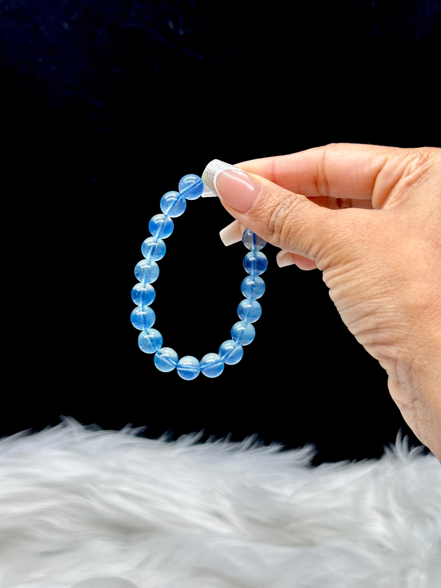 Gemmy Aquamarine Crystal Bracelet – 10mm Natural Beads, Calming Energy Jewelry
