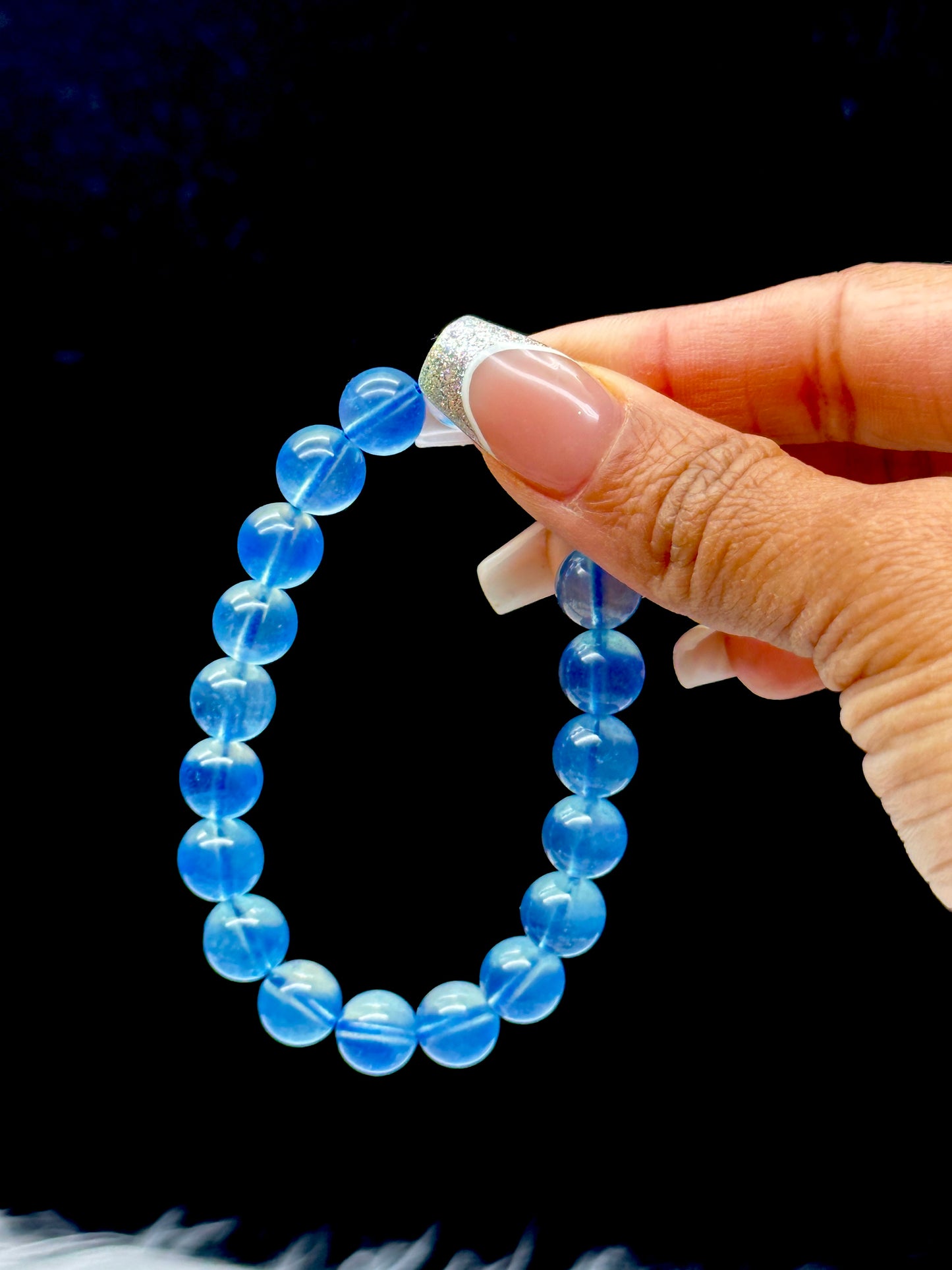 Gemmy Aquamarine Crystal Bracelet – 10mm Natural Beads, Calming Energy Jewelry