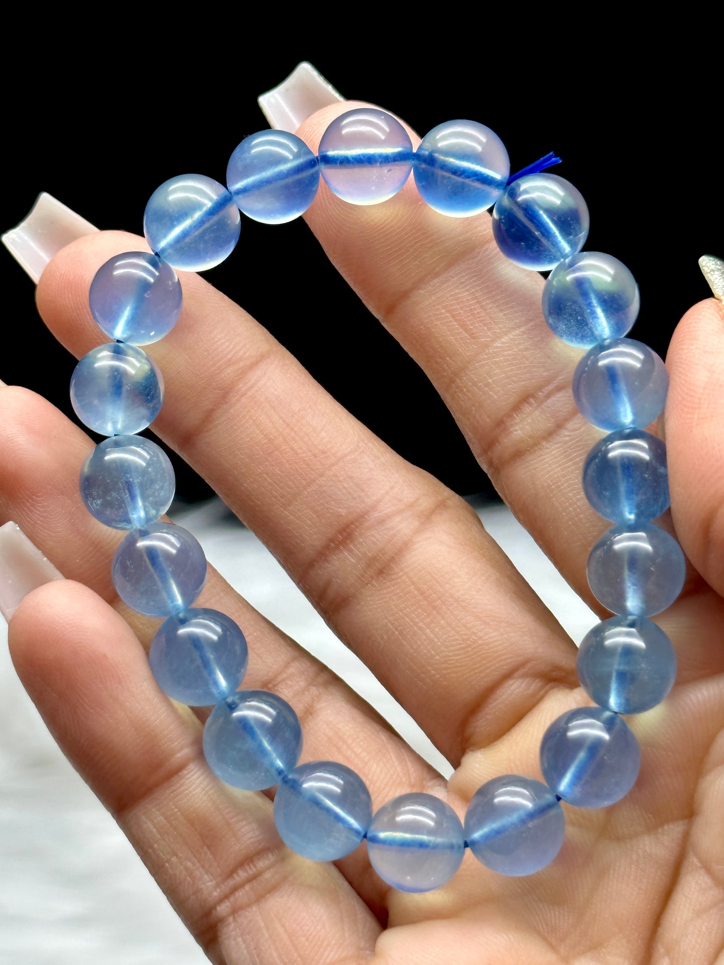 Gemmy Aquamarine Crystal Bracelet – 10mm Natural Beads, Calming Energy Jewelry