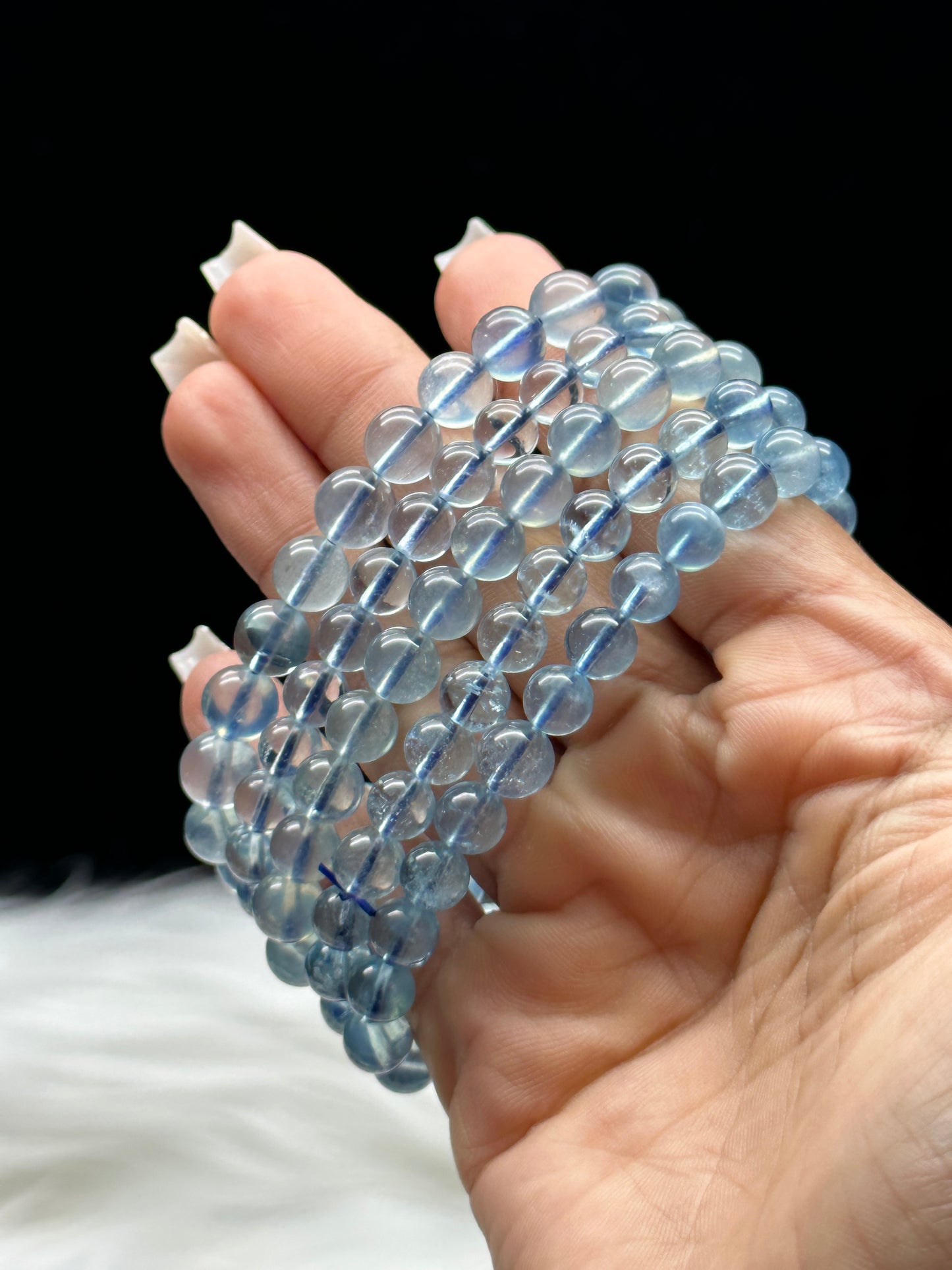 AAA Grade Aquamarine Crystal Bracelet – 7mm Natural Gemstone Beads, Calming & Elegant