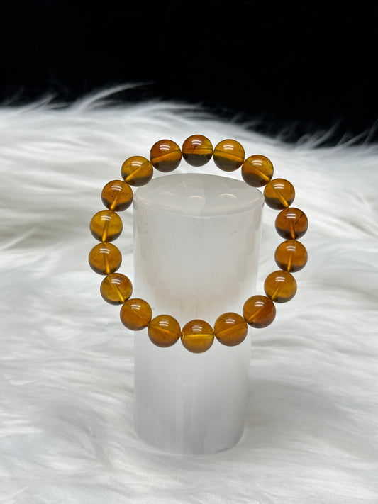 Rare High-Quality Blue Amber Bracelet – 12mm Natural Beads, Stretchable Cord