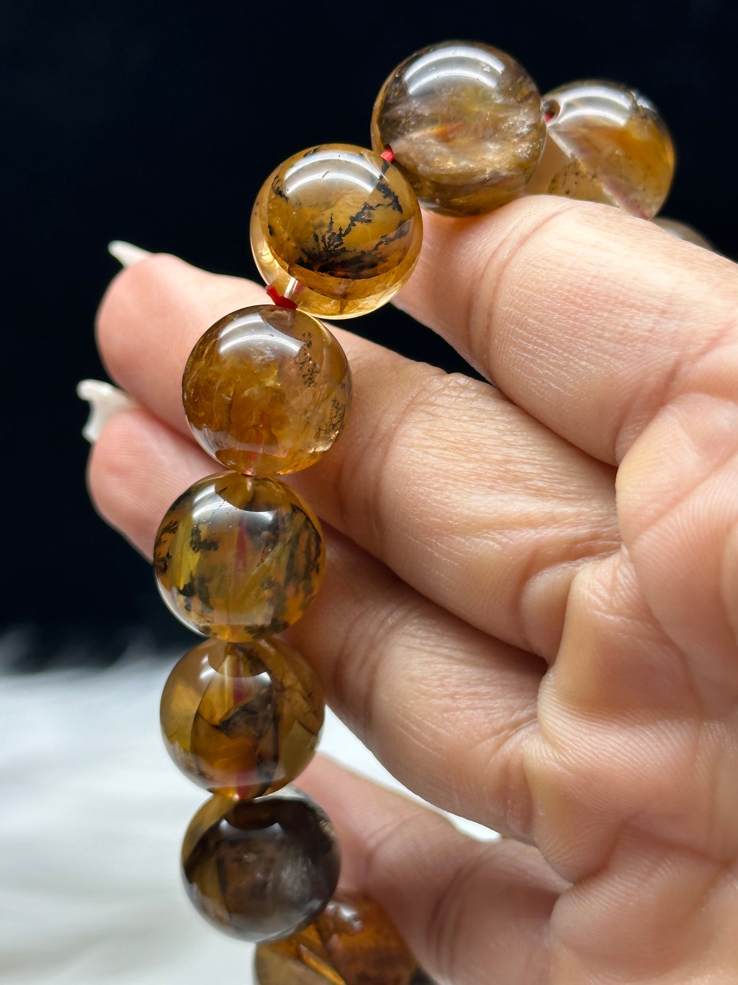Rare High-Quality Dendritic Golden Healer Crystal Bracelet – 14mm Natural Beads