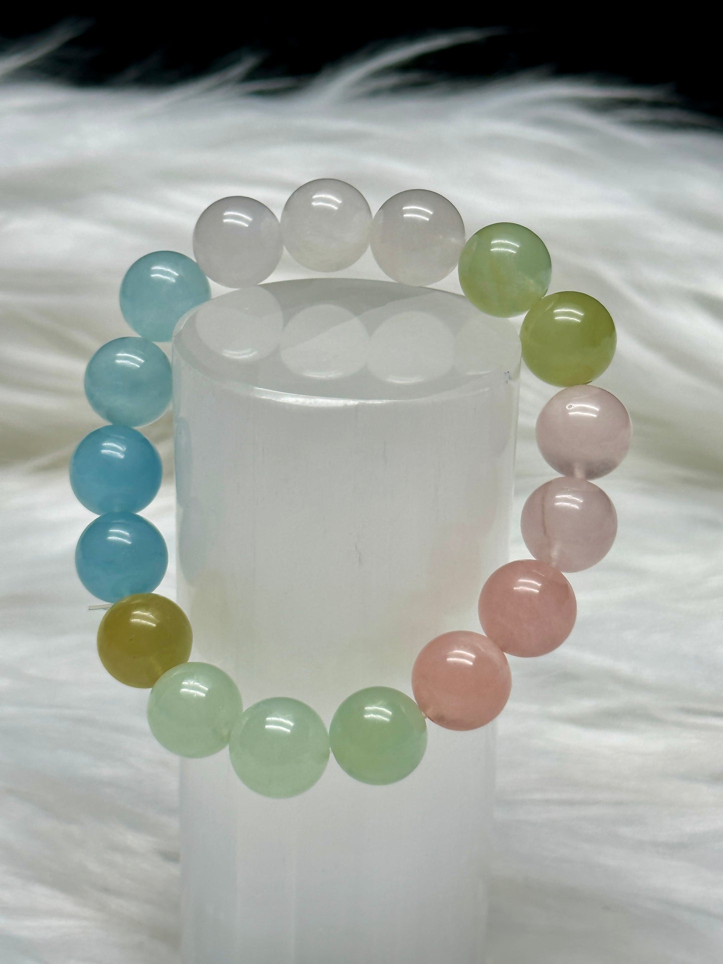 High-Quality Morganite Crystal Bracelet – Choose 10mm or 15mm Beads | Calming & Heart-Healing Stone