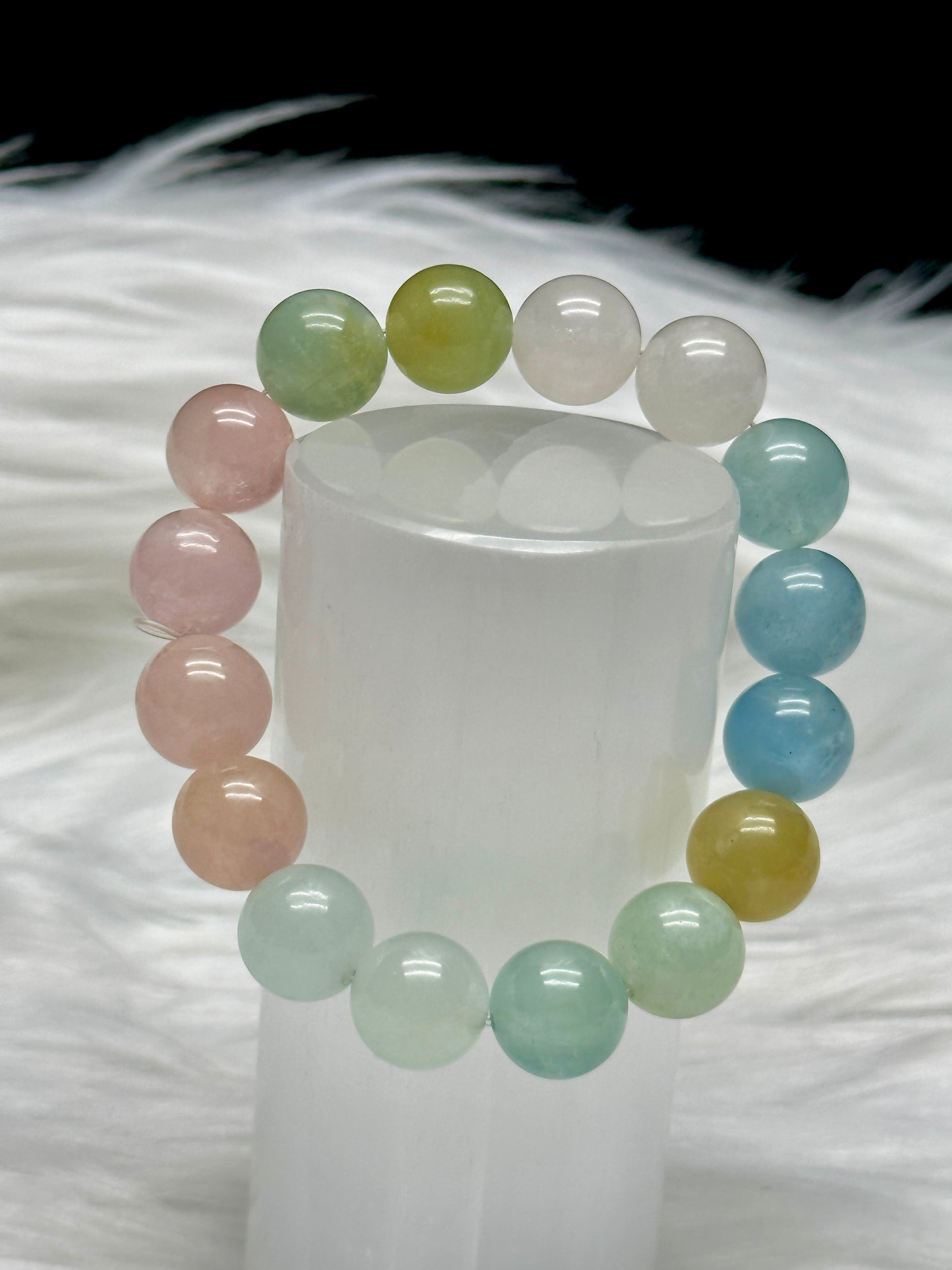 High-Quality Morganite Crystal Bracelet – Choose 10mm or 15mm Beads | Calming & Heart-Healing Stone