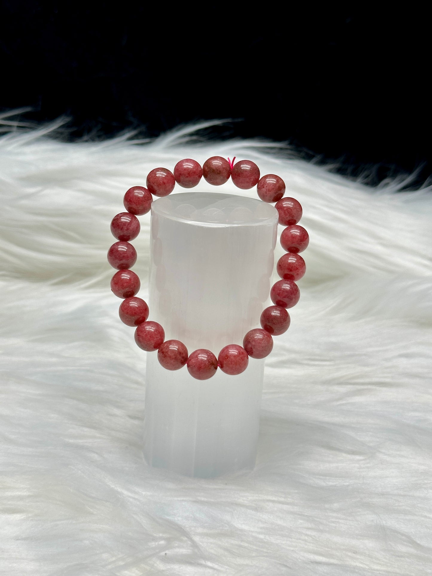 Gem-Quality Rhodonite Crystal Bracelet – Natural Gemstone Beads, Emotional Healing Stone