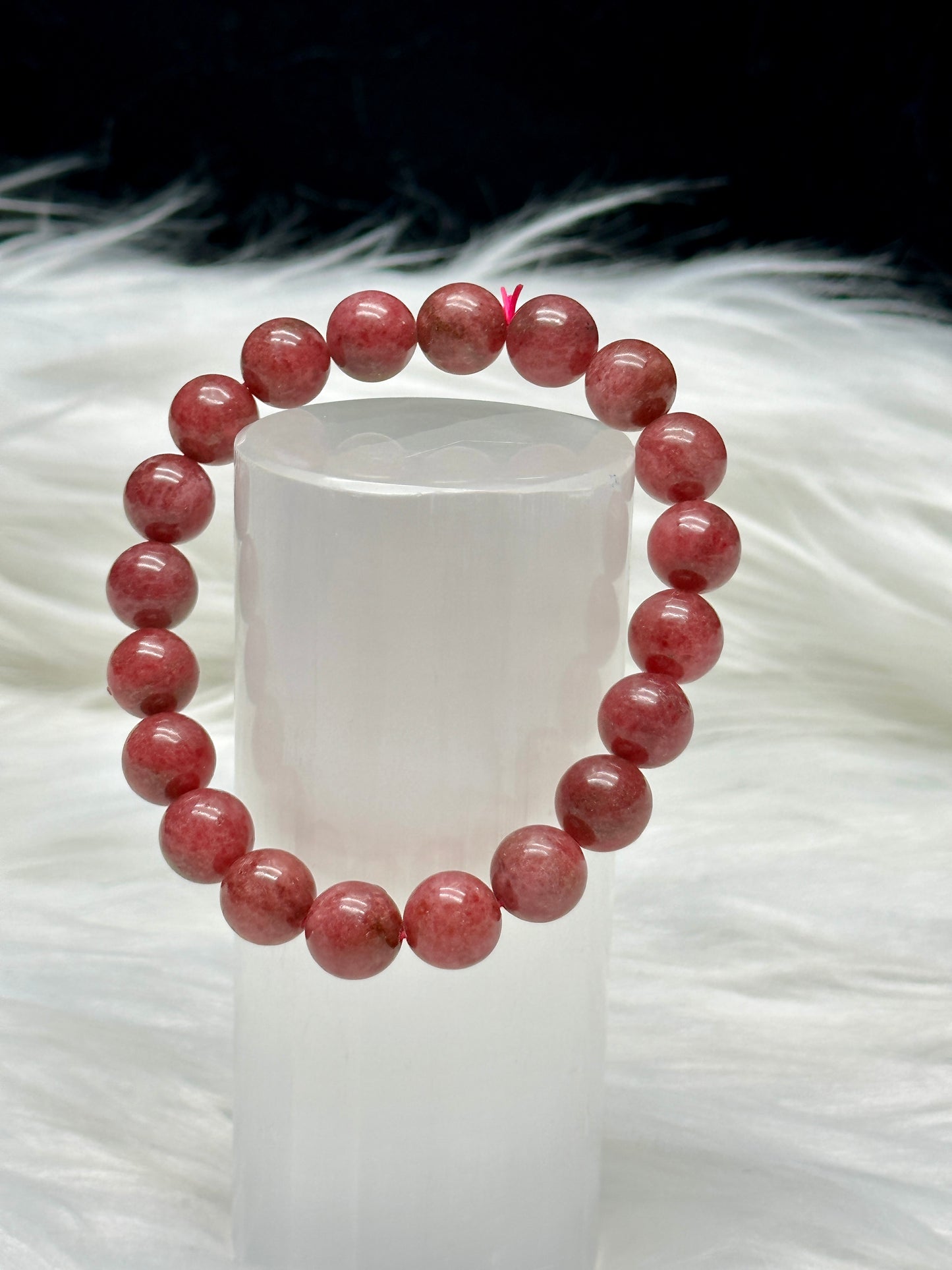 Gem-Quality Rhodonite Crystal Bracelet – Natural Gemstone Beads, Emotional Healing Stone
